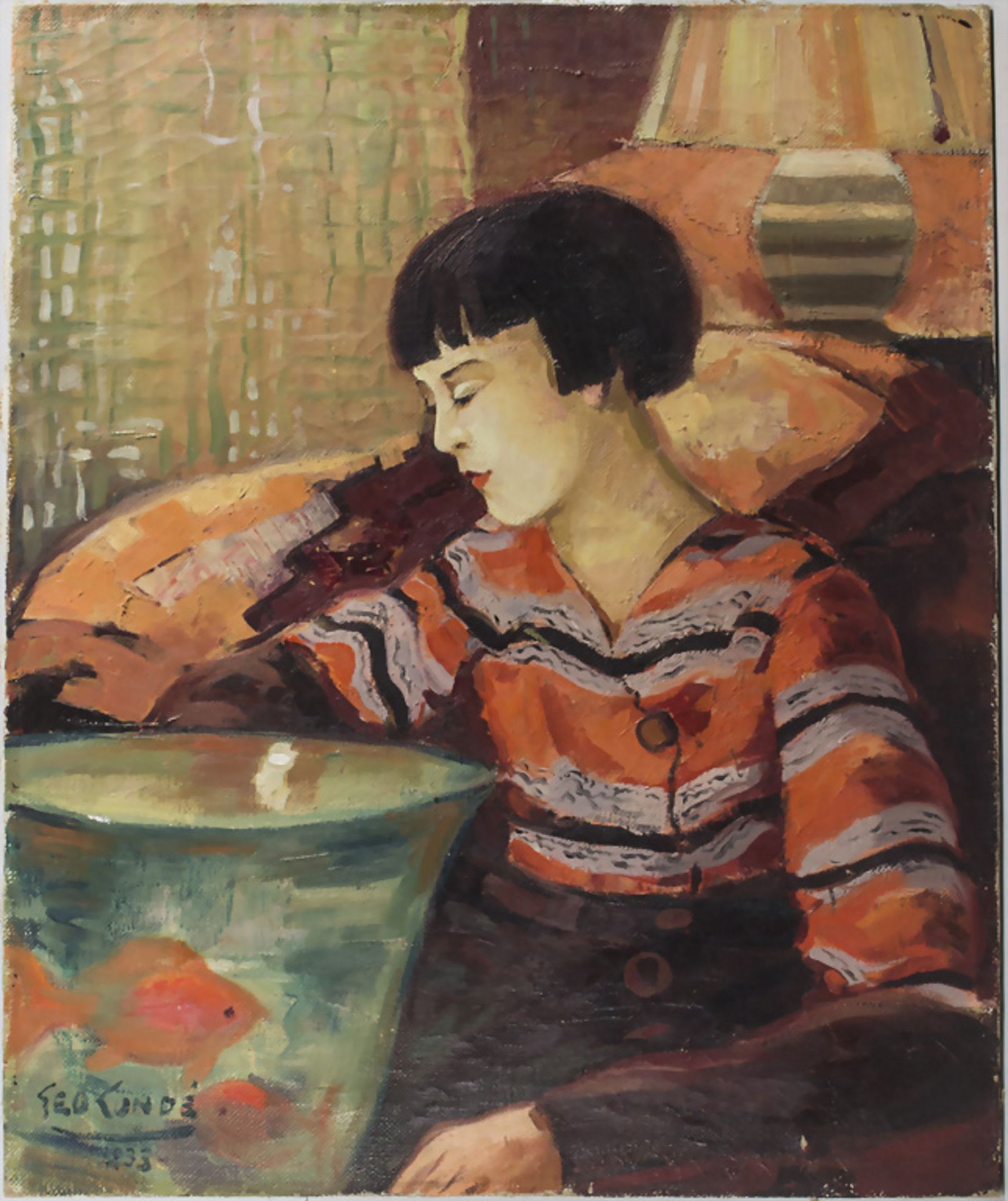 Georges Jean CONDÉ (1891-1980), Mädchen mit Goldfisch / Girl with a goldfish, 1933