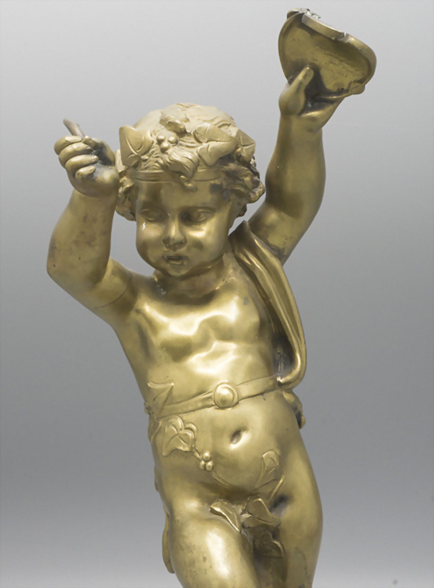 Bronze 'tanzender barocker Bacchant' auf Marmorsockel / A bronze of a dancing bacchante, 19. Jh. - Bild 2 aus 3