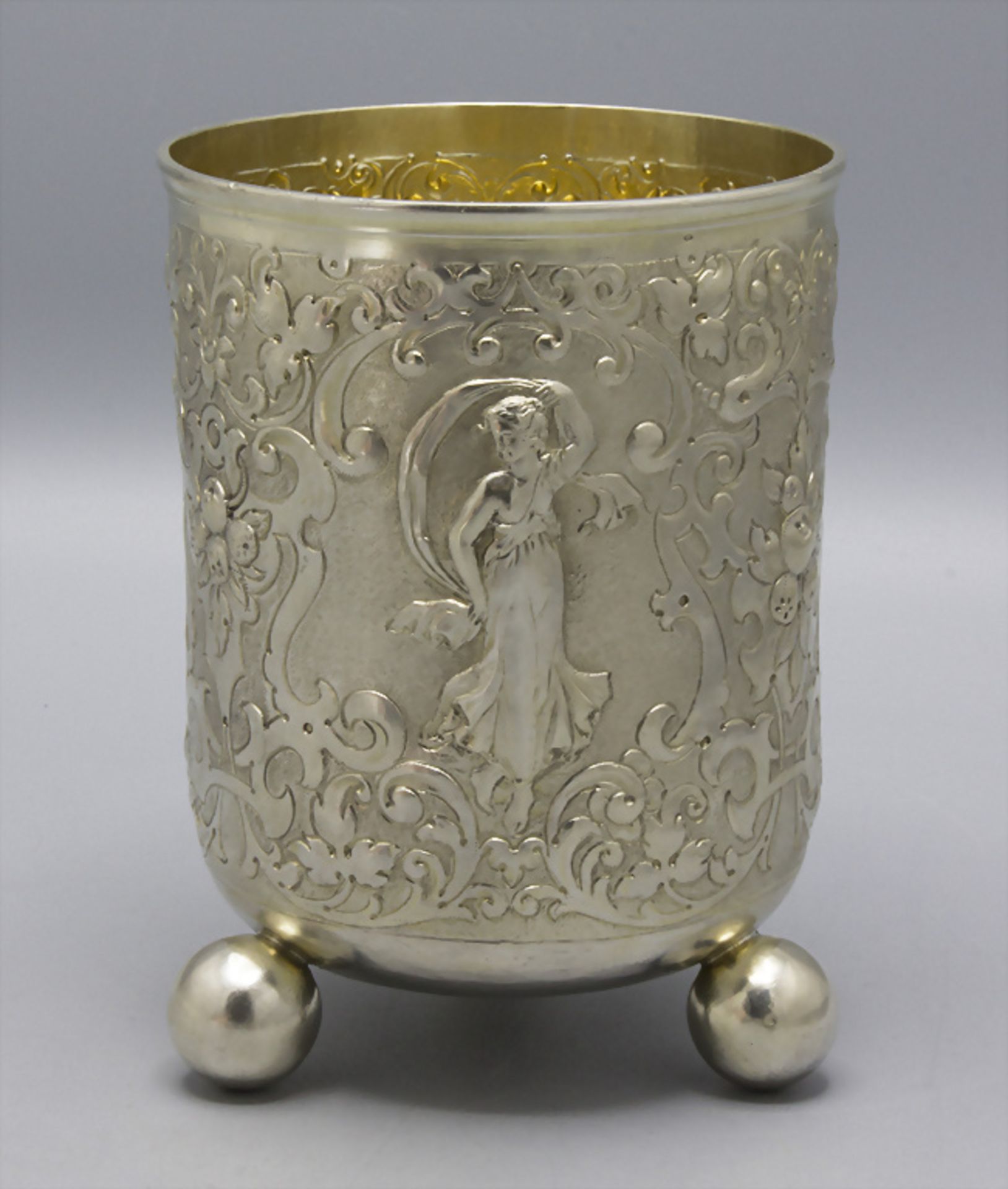 Großer Barock Kugelfußbecher / A Baroque silver beaker, deutsch