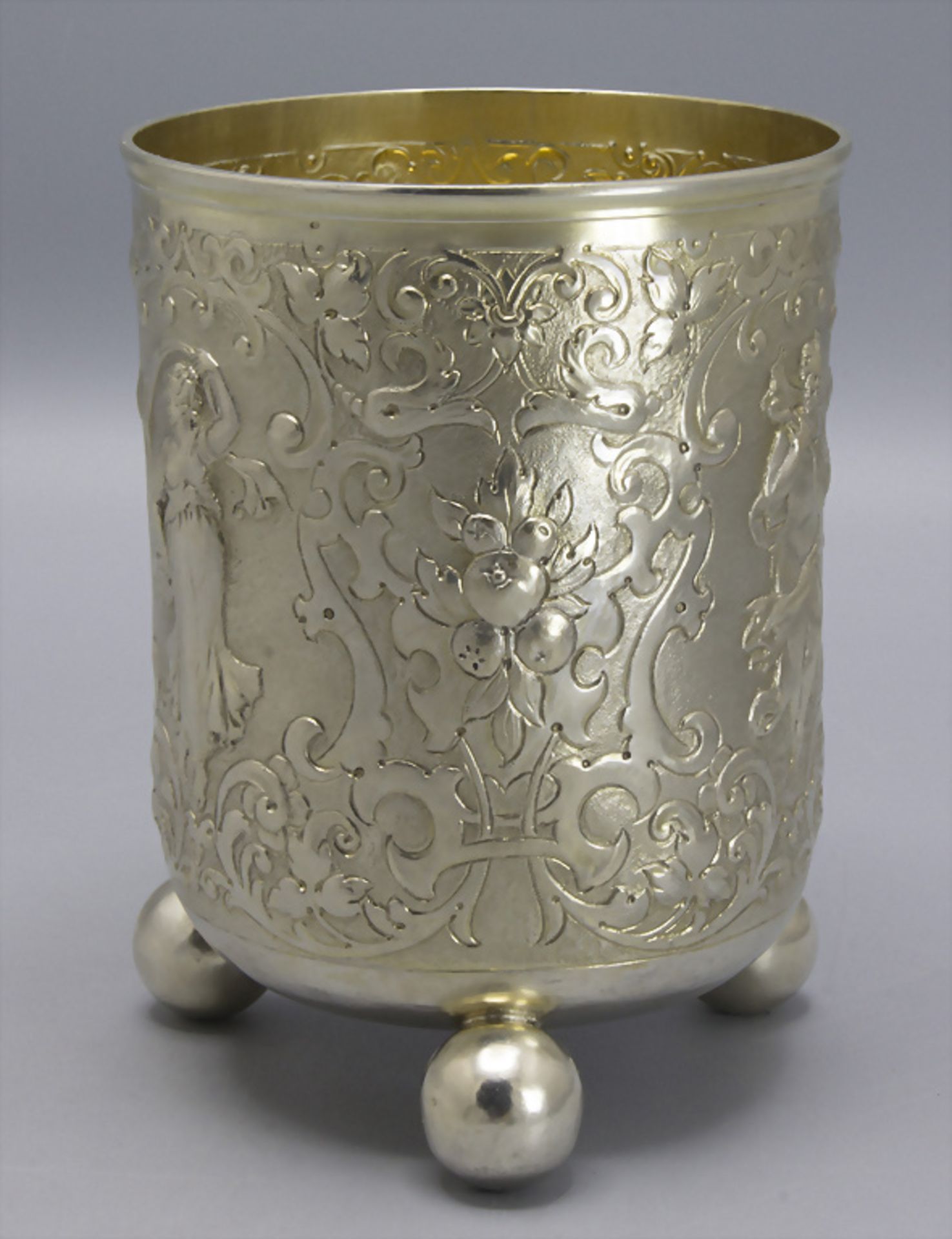 Großer Barock Kugelfußbecher / A Baroque silver beaker, deutsch - Bild 6 aus 11