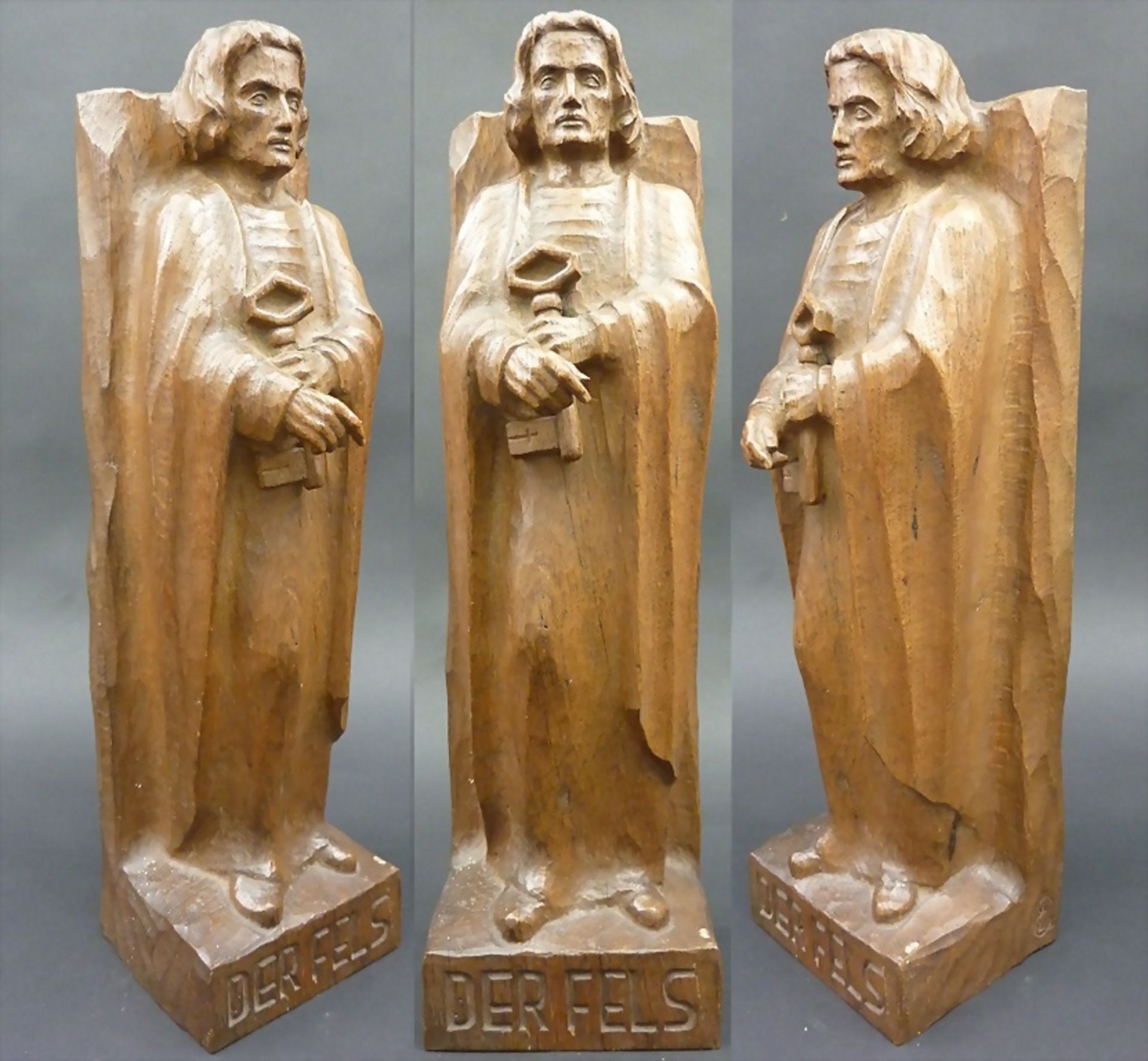 Holz-Skulptur 'Heiliger Apostel Petrus - Der Fels' / Wooden sculpture 'Holy Apostle Peter - ...