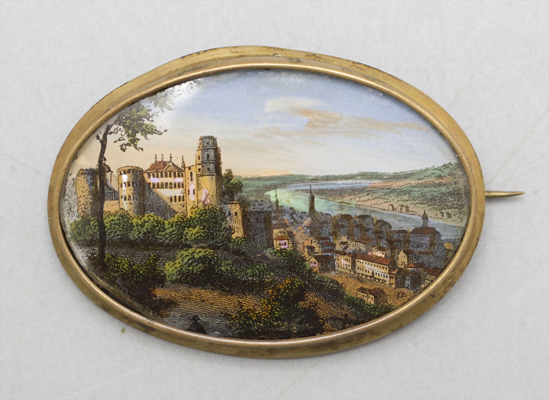 Miniatur 'Ansicht von Heidelberg' als Bosche / A brooch with the view of Heidelberg, 19. Jh.