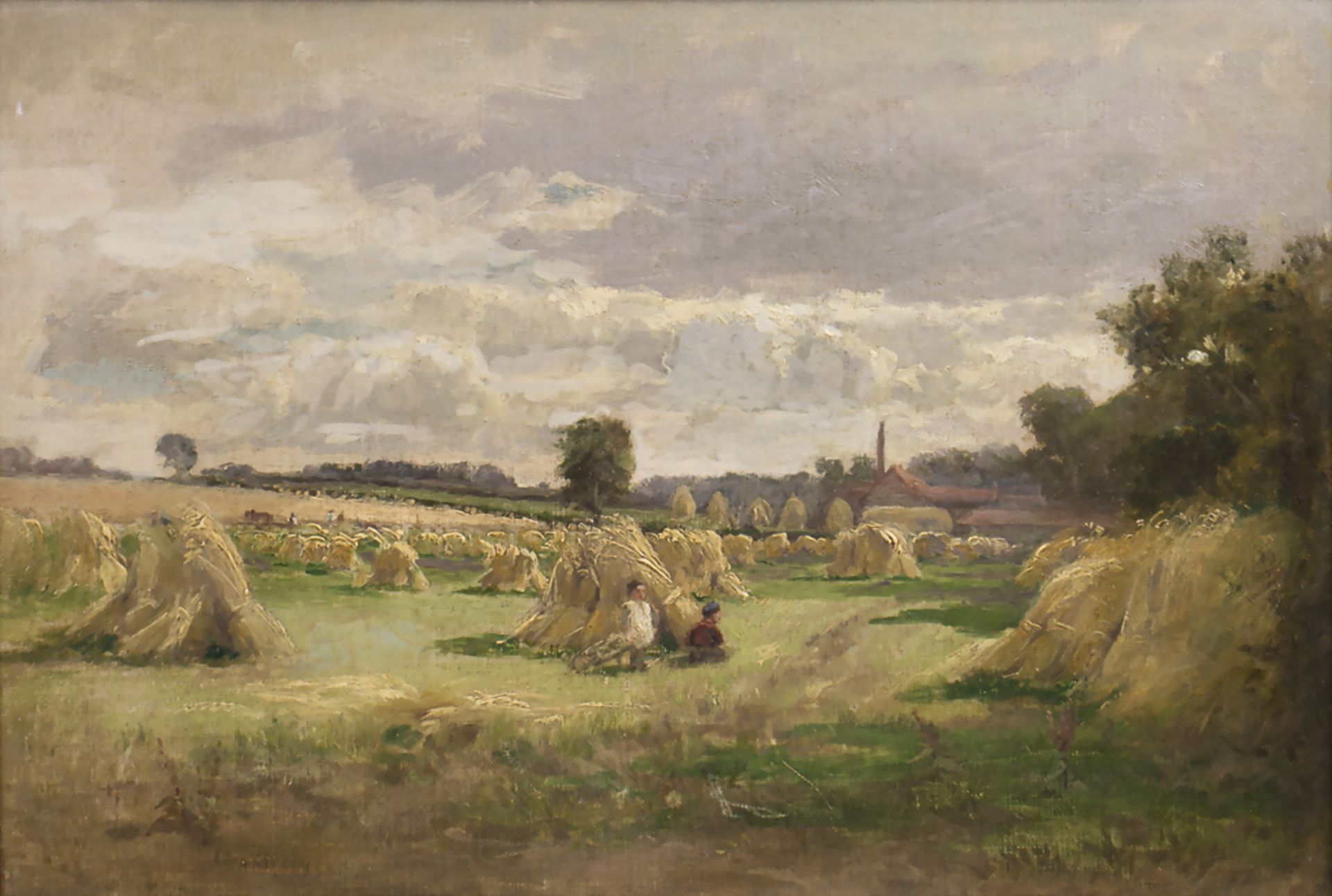 George Gray, 'Kinder auf einer Wiese mit Getreidegarben' / 'Children on the meadow with grain ...