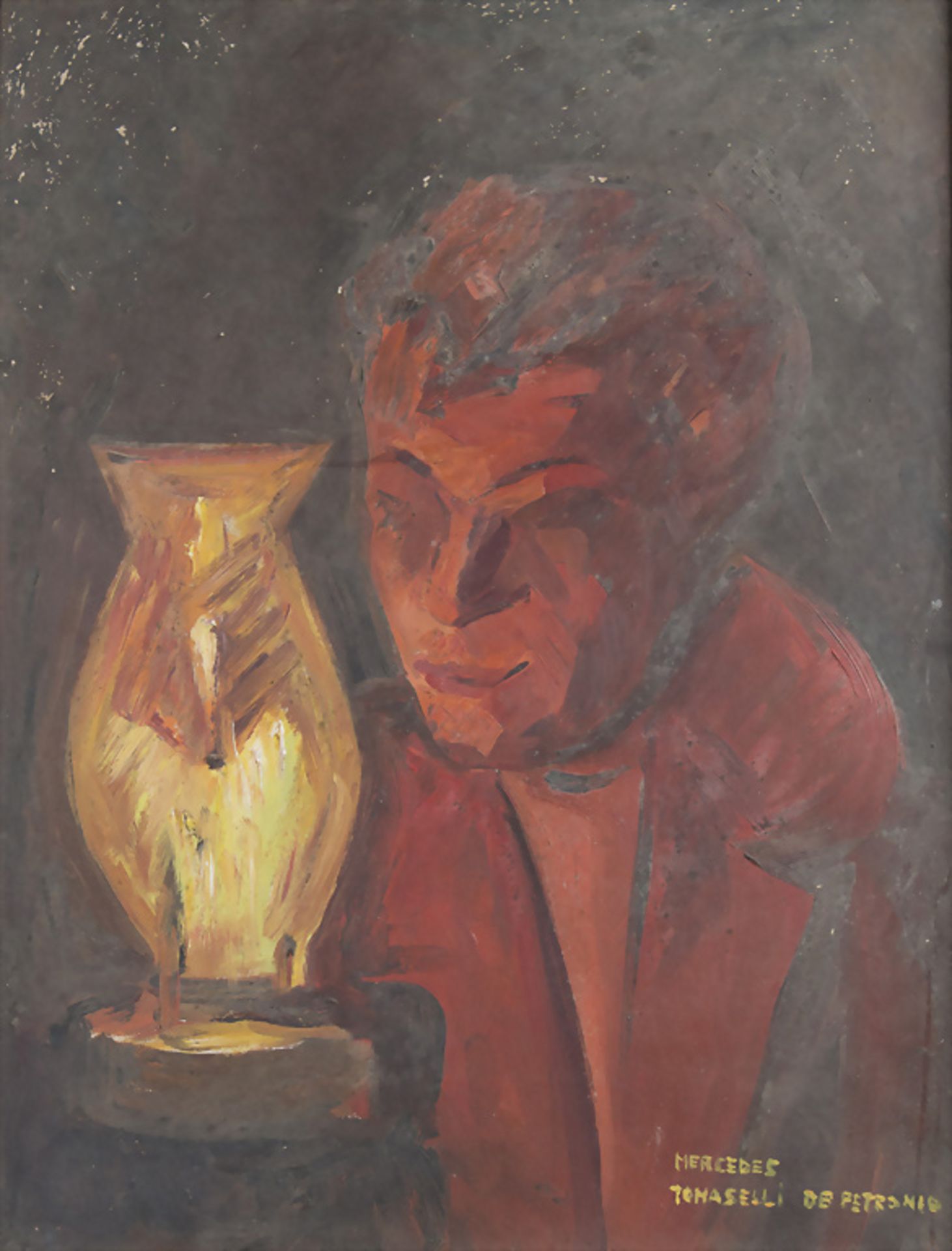 Mercedes Tomaselli de Petronio, 'Mann im Lampenschein' / 'A man by lamplight',