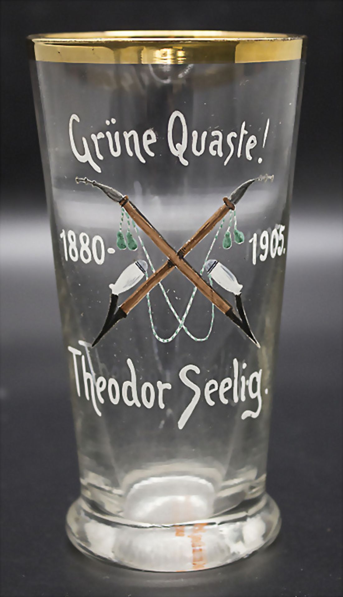 Jubiläumsglas Pfeifenraucher-Club 'Grüne Quaste' 1880-1905