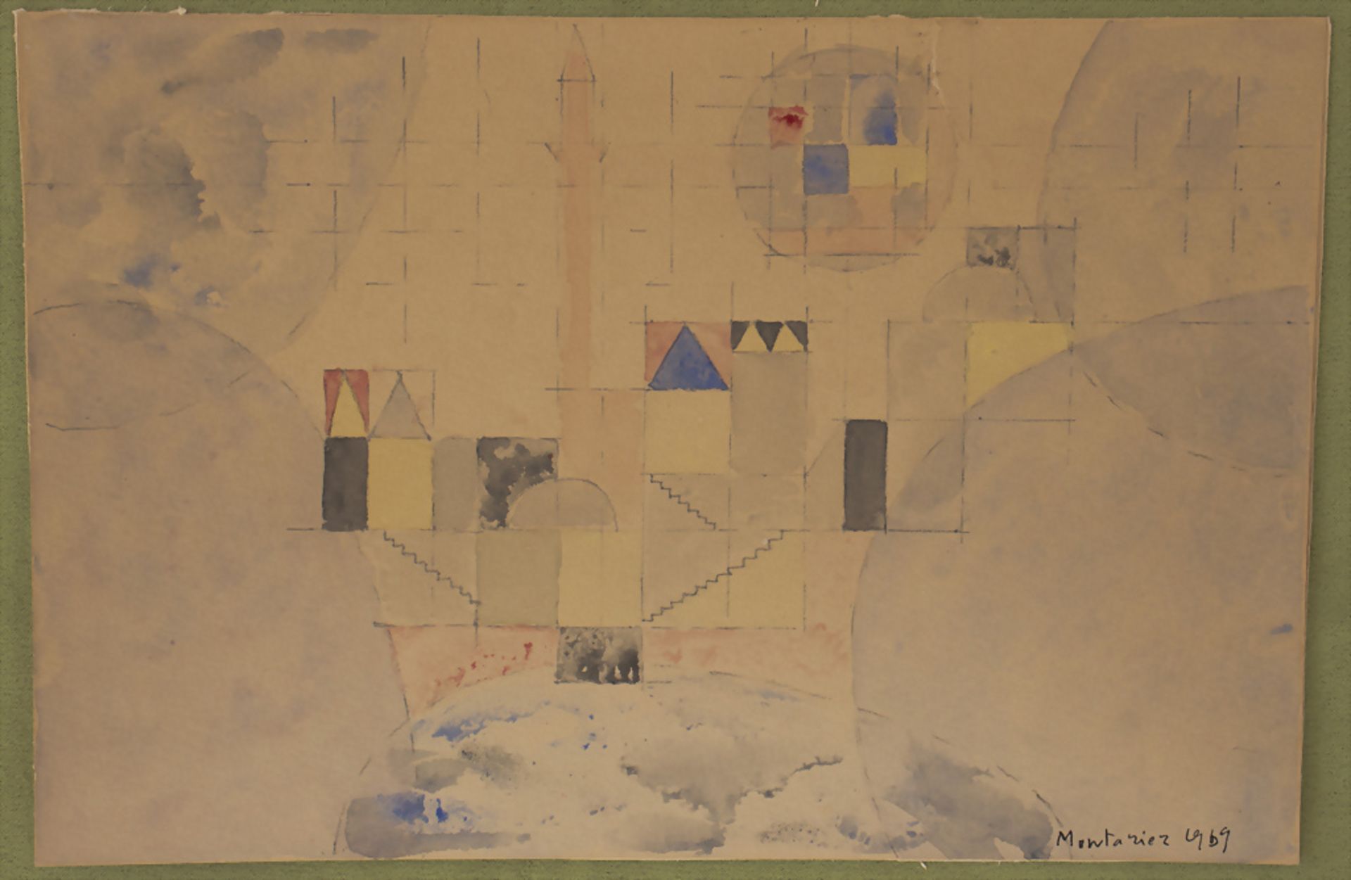 Neo-Kubismus, Francis Montanier (1895-1974), 'Mosque', 1969