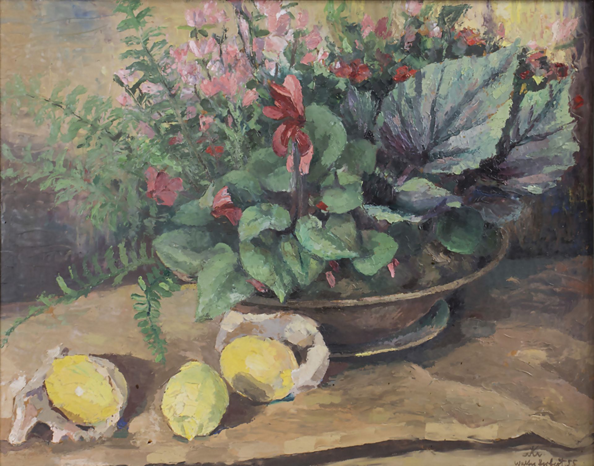 Walter Herbert, 'Stillleben mit Blumenschale und Zitronen' / 'A still life with a flower bowl ...