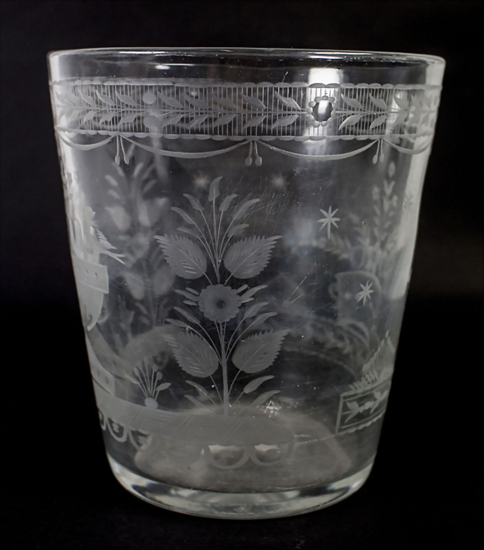 Großer Biedermeier Hochzeitsbecher / A large wedding glass beaker, 1. Hälfte 19. Jh. - Image 2 of 5