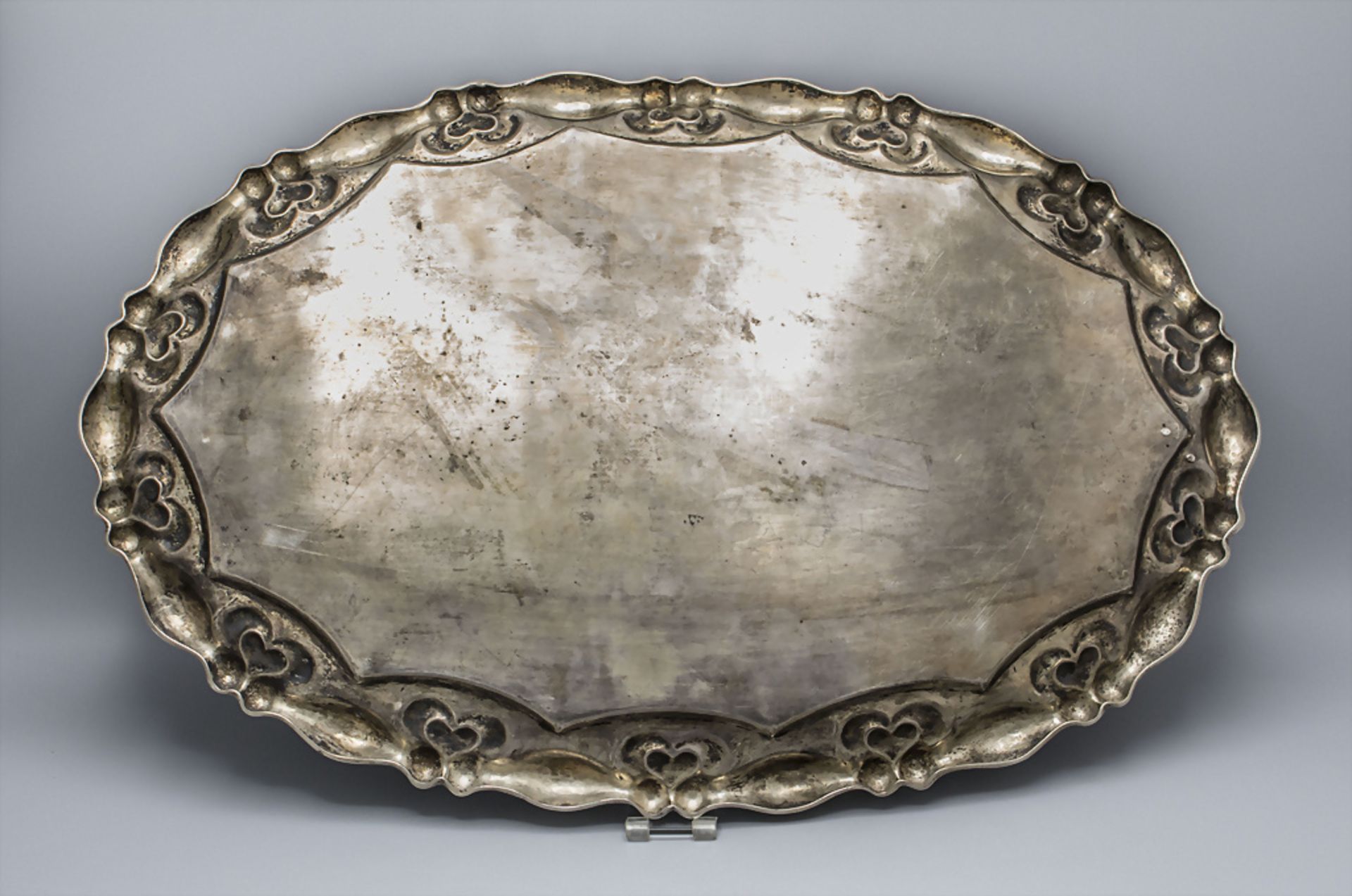 Ovale Platte / An oval silver platter, Sandor Bokor, Budapest, um 1900 - Image 4 of 5