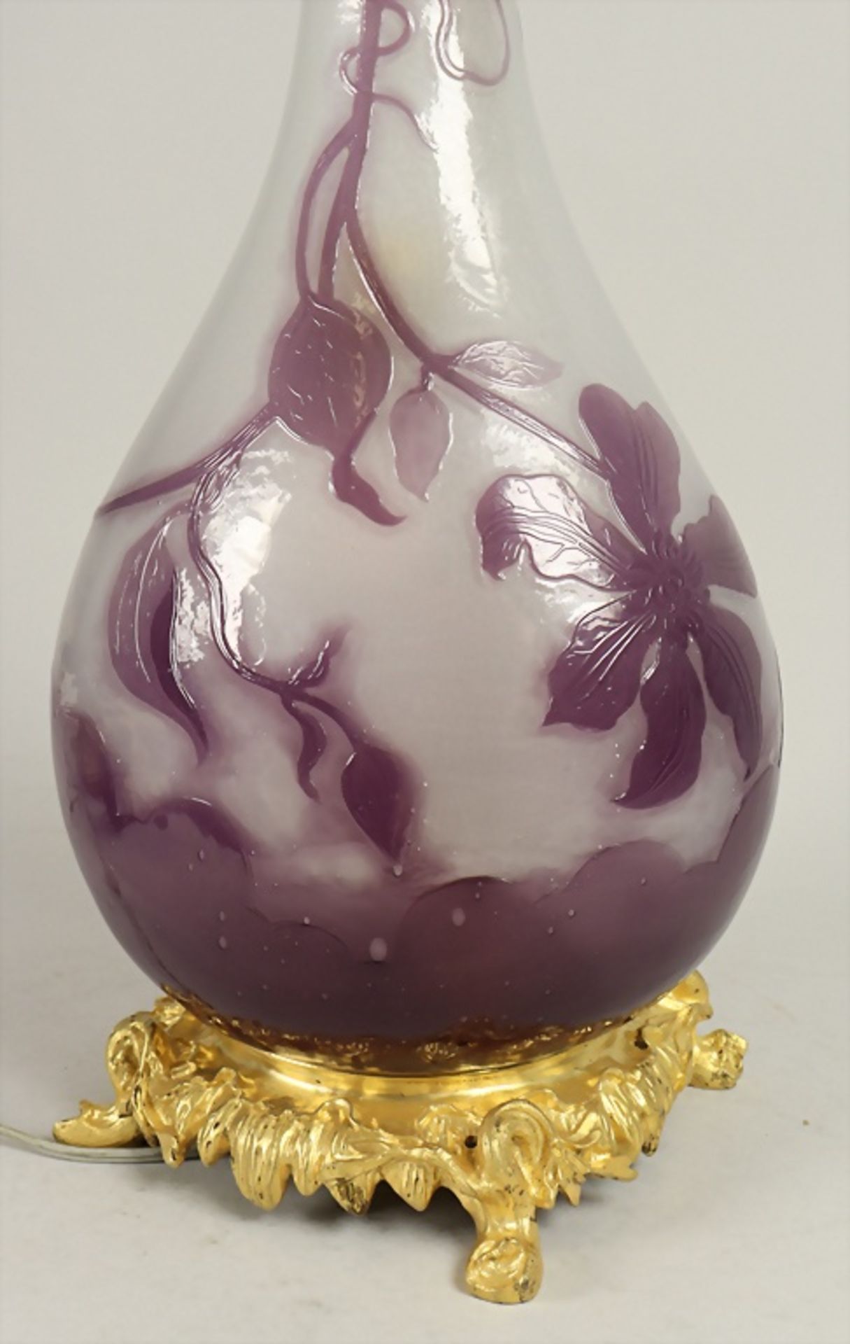 Jugendstil Lampe / An Art Nouveau cameo glass lamp, Emile Gallé, École de Nancy, um 1900 - Image 5 of 8