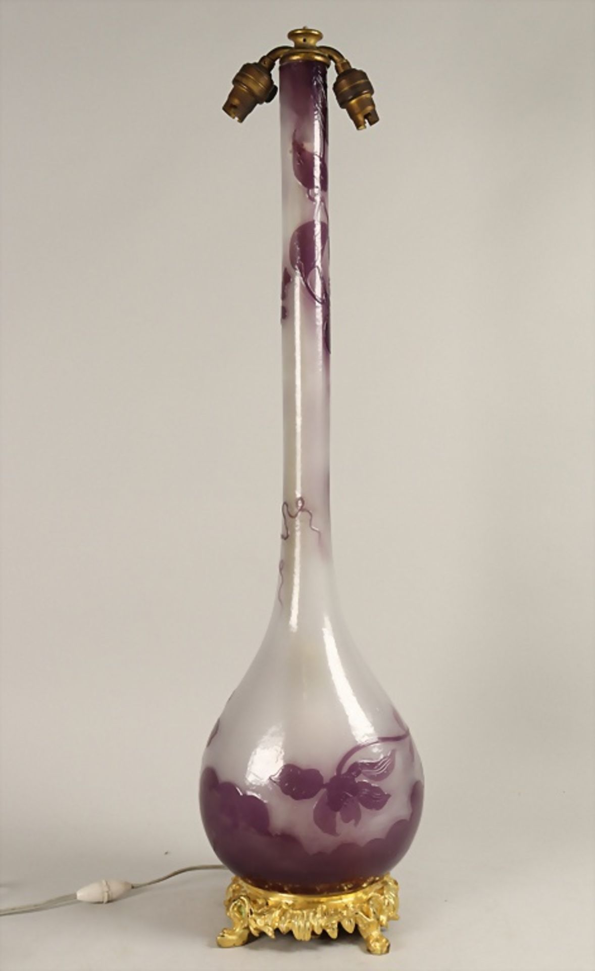 Jugendstil Lampe / An Art Nouveau cameo glass lamp, Emile Gallé, École de Nancy, um 1900 - Image 7 of 8