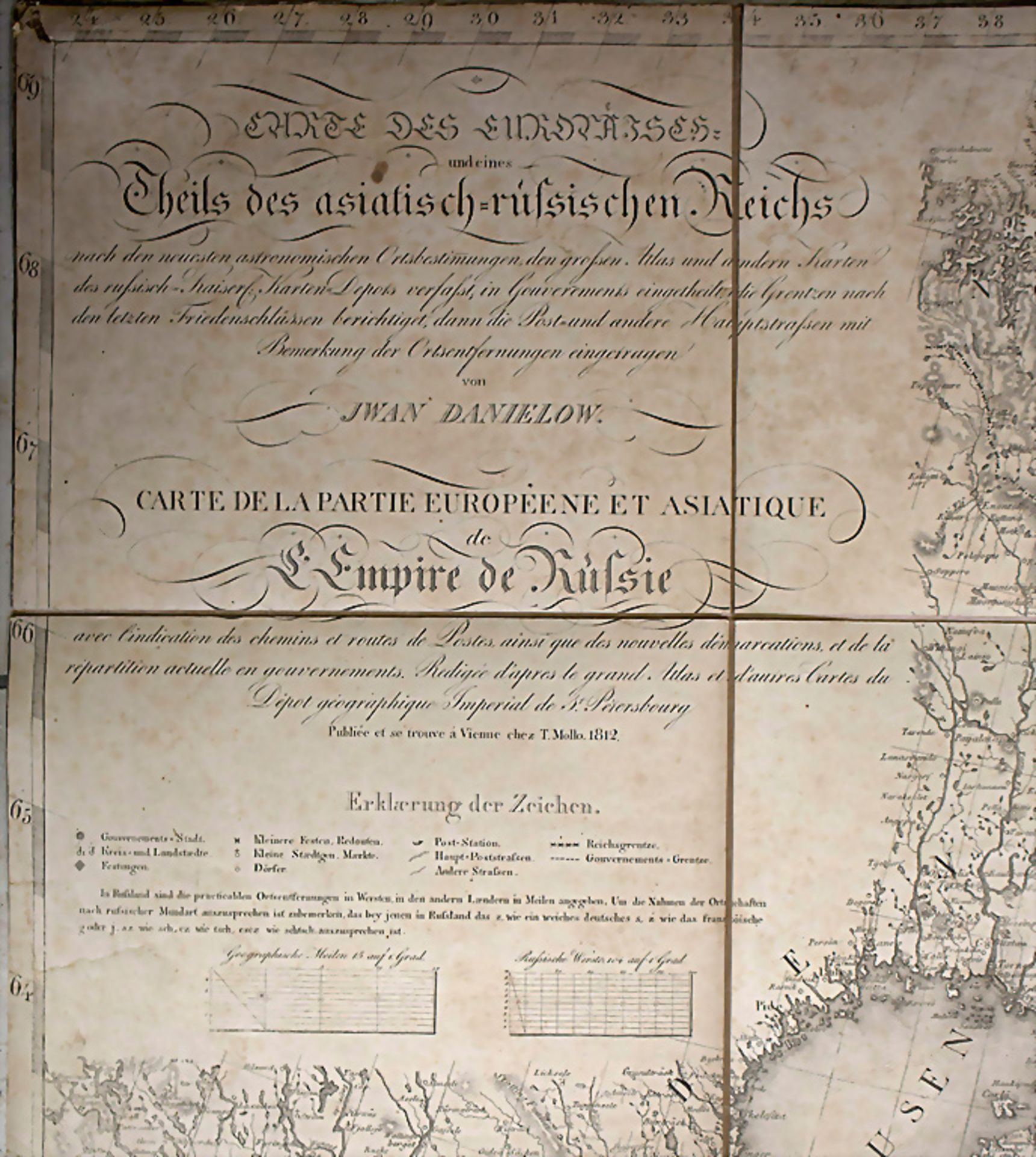 Iwan Danielow: Carte des europäisch- und eines Theils des asiatisch-russischen Reichs, 1812 - Image 3 of 4