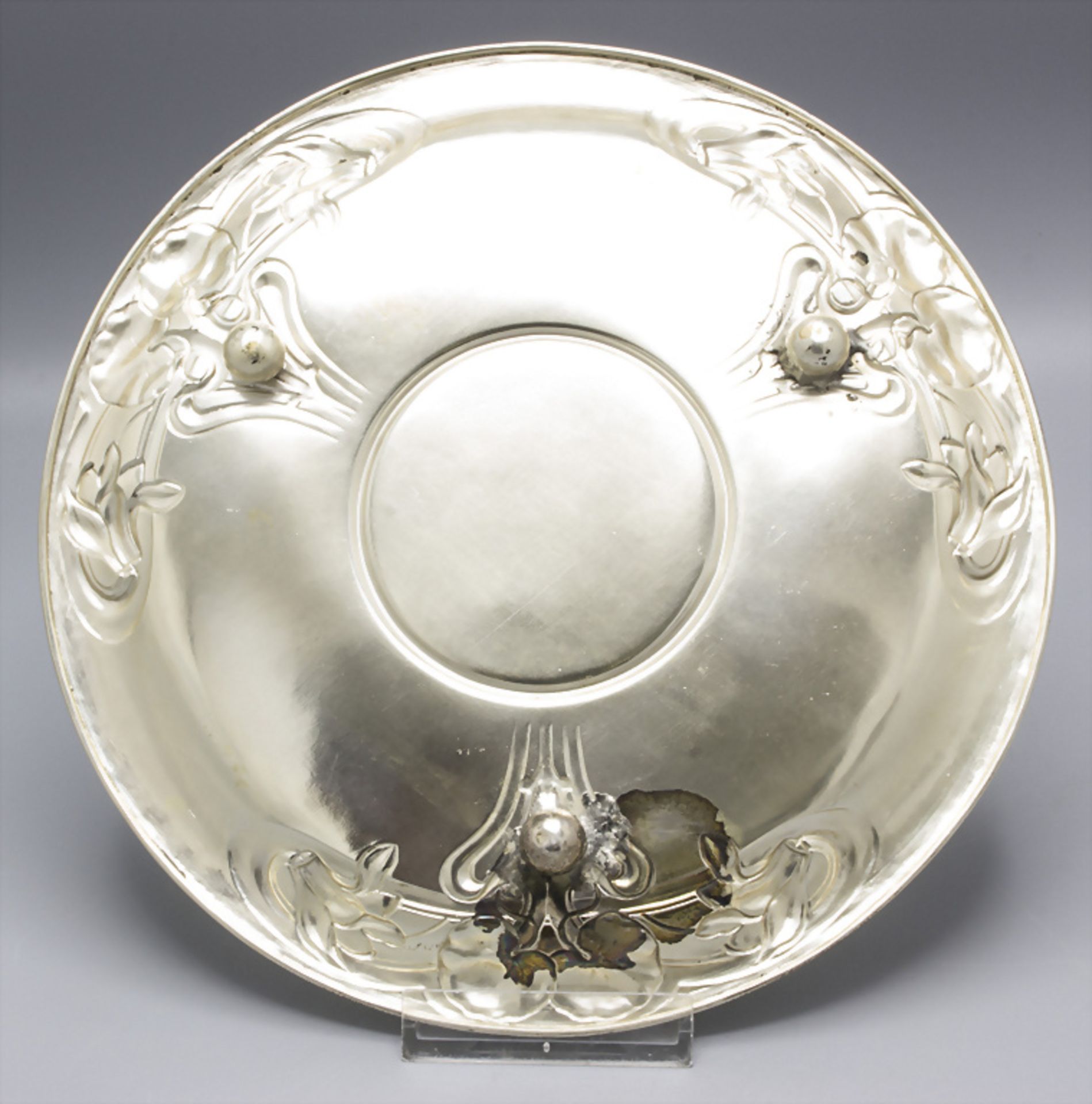 Jugendstil Likörkaraffe auf Presentoire / A silver tray with liqueur carafe, Alexander Sturm, ... - Image 5 of 8