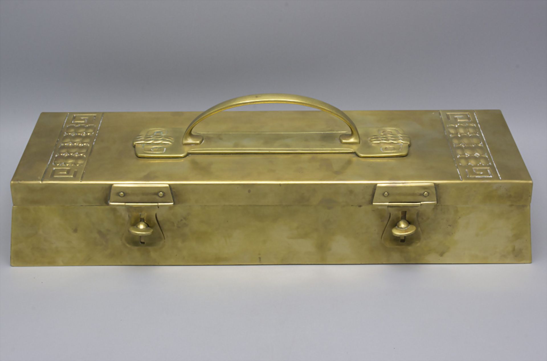 Große Jugendstil Schatulle mit Handhabe / A large Art Nouveau casket with handle, WMF, ...