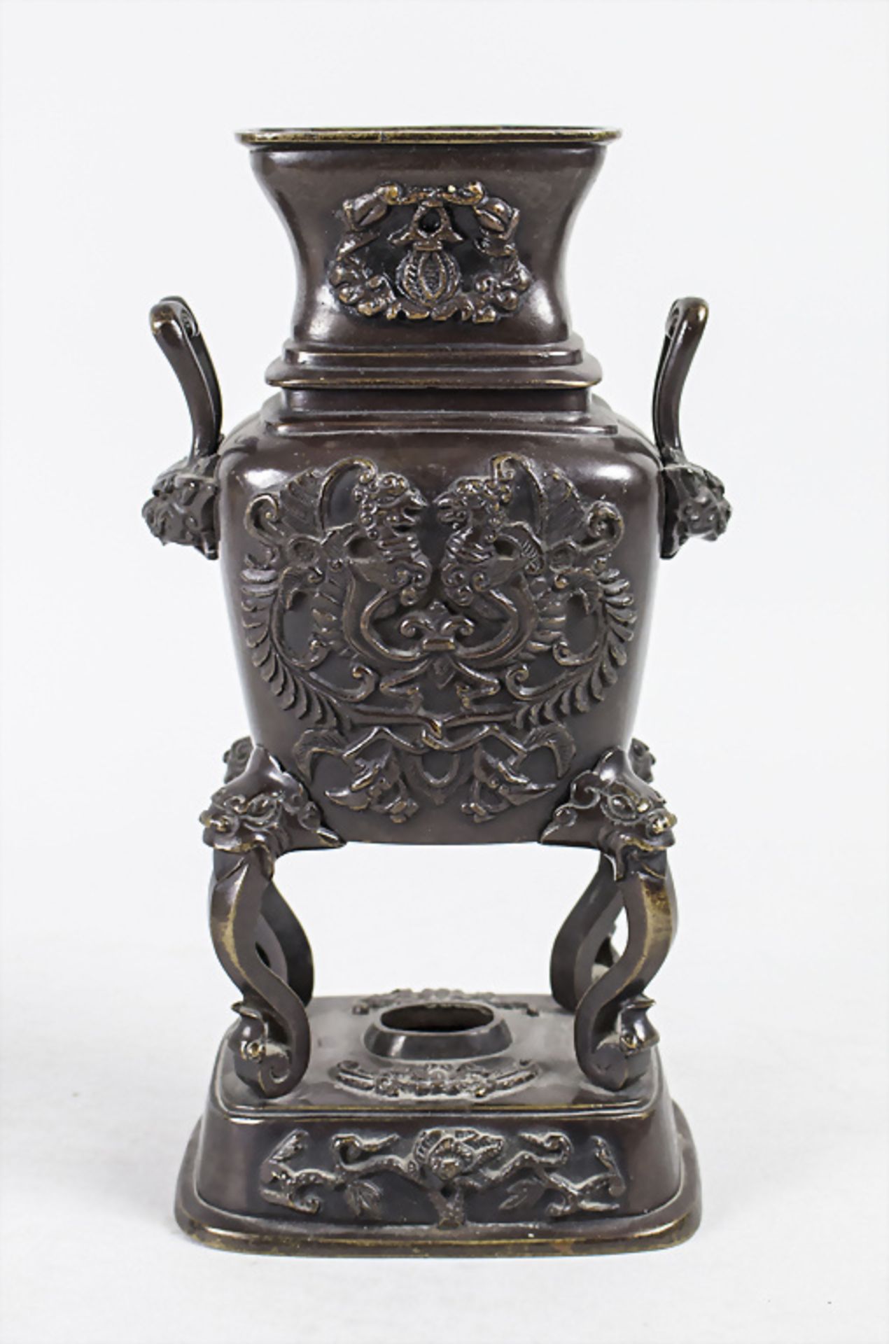 Kleines Bronzegefäß / Weihrauchbrenner / bronze vessel / incense holder, China, um 1900