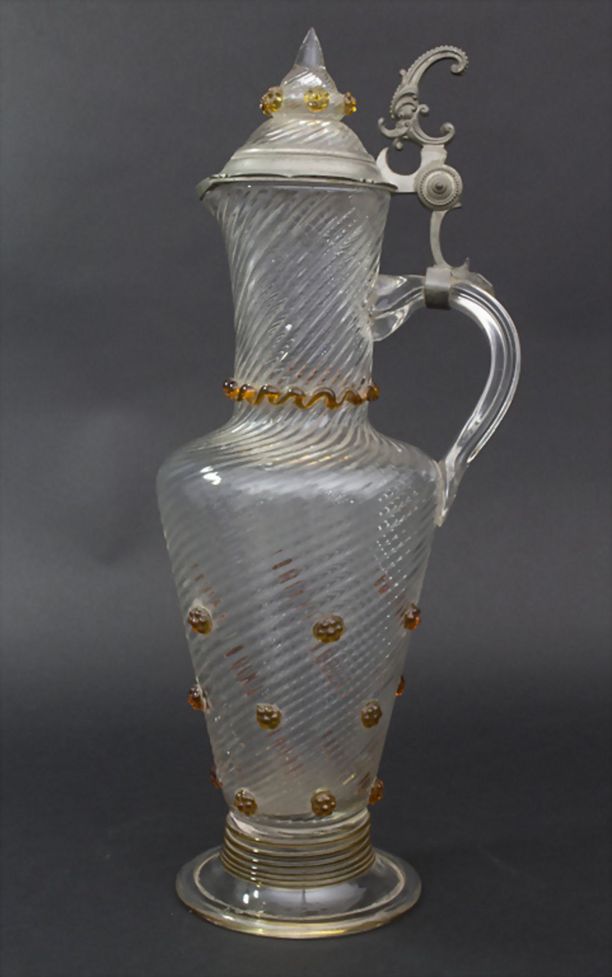 Weinkrug / A glass wine jug, deutsch, um 1870