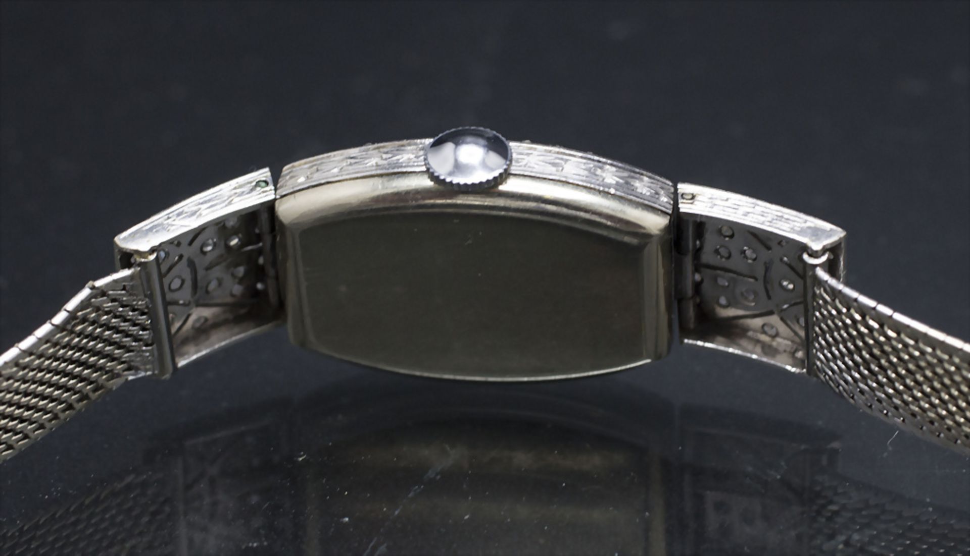 Art Déco DAU / An Art Deco 18 ct gold/platinum ladies wristwatch with diamonds, ... - Image 5 of 7
