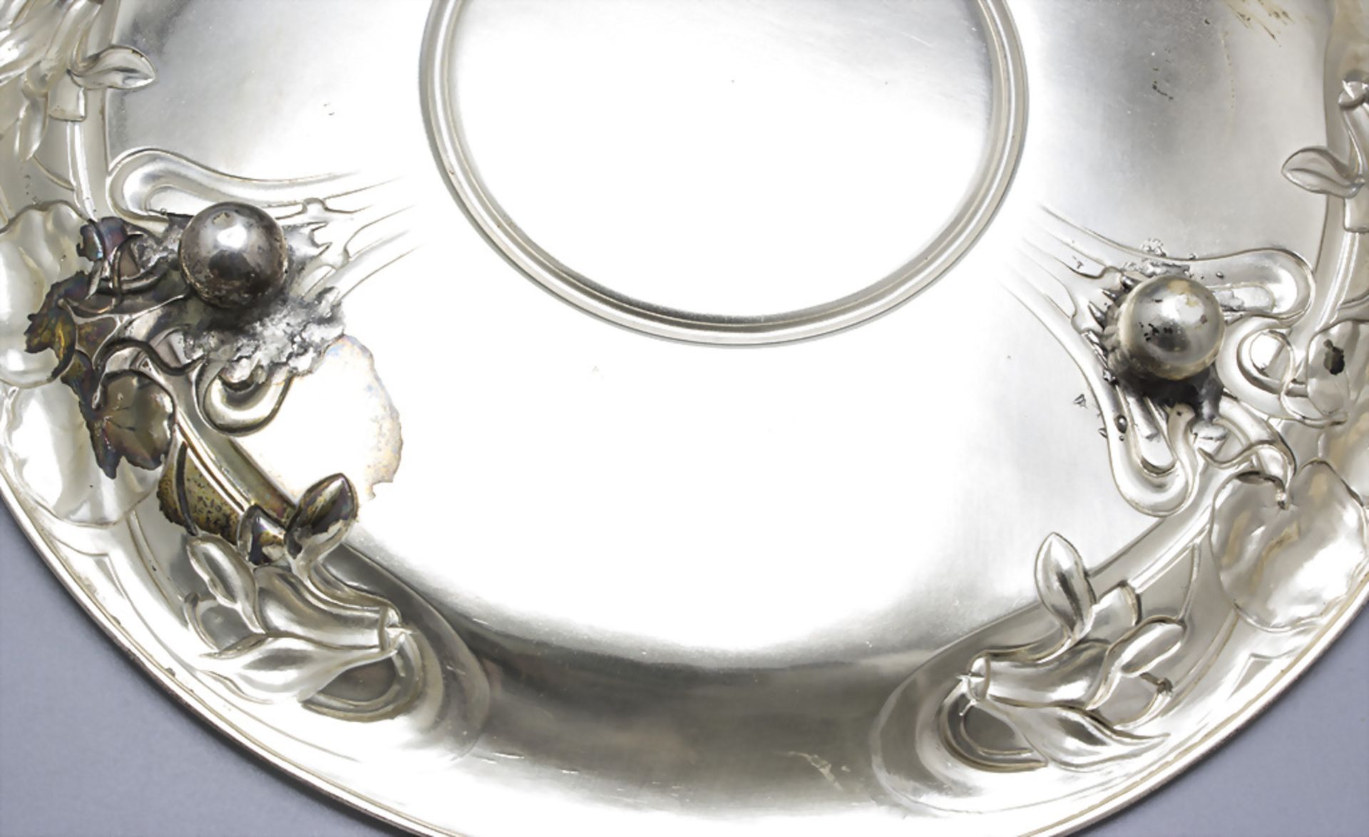 Jugendstil Likörkaraffe auf Presentoire / A silver tray with liqueur carafe, Alexander Sturm, ... - Image 6 of 8