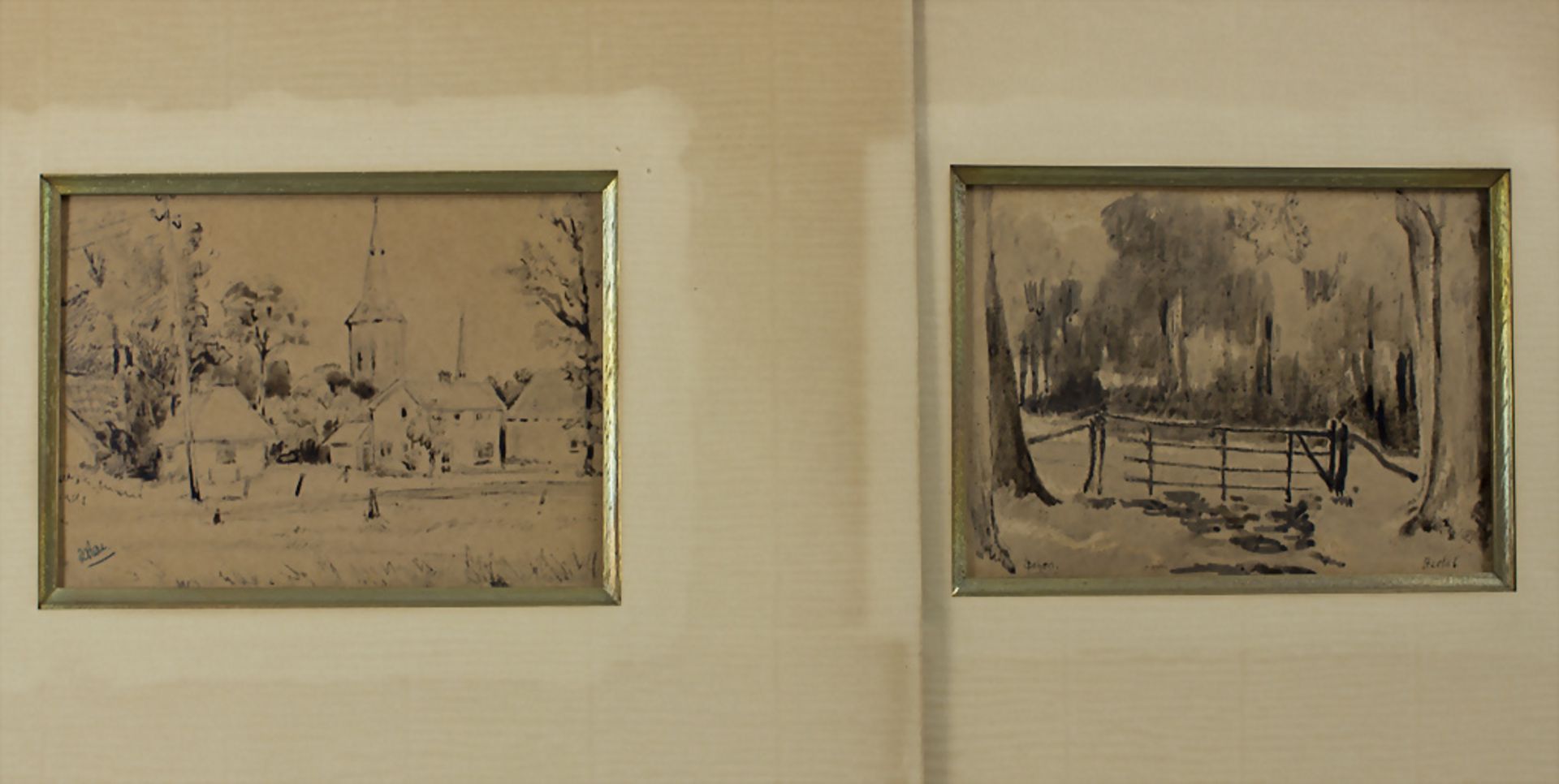 Künstler des 20. Jh., 2 Blätter mit ländlichen Szenen / Two sheets with rural scenes