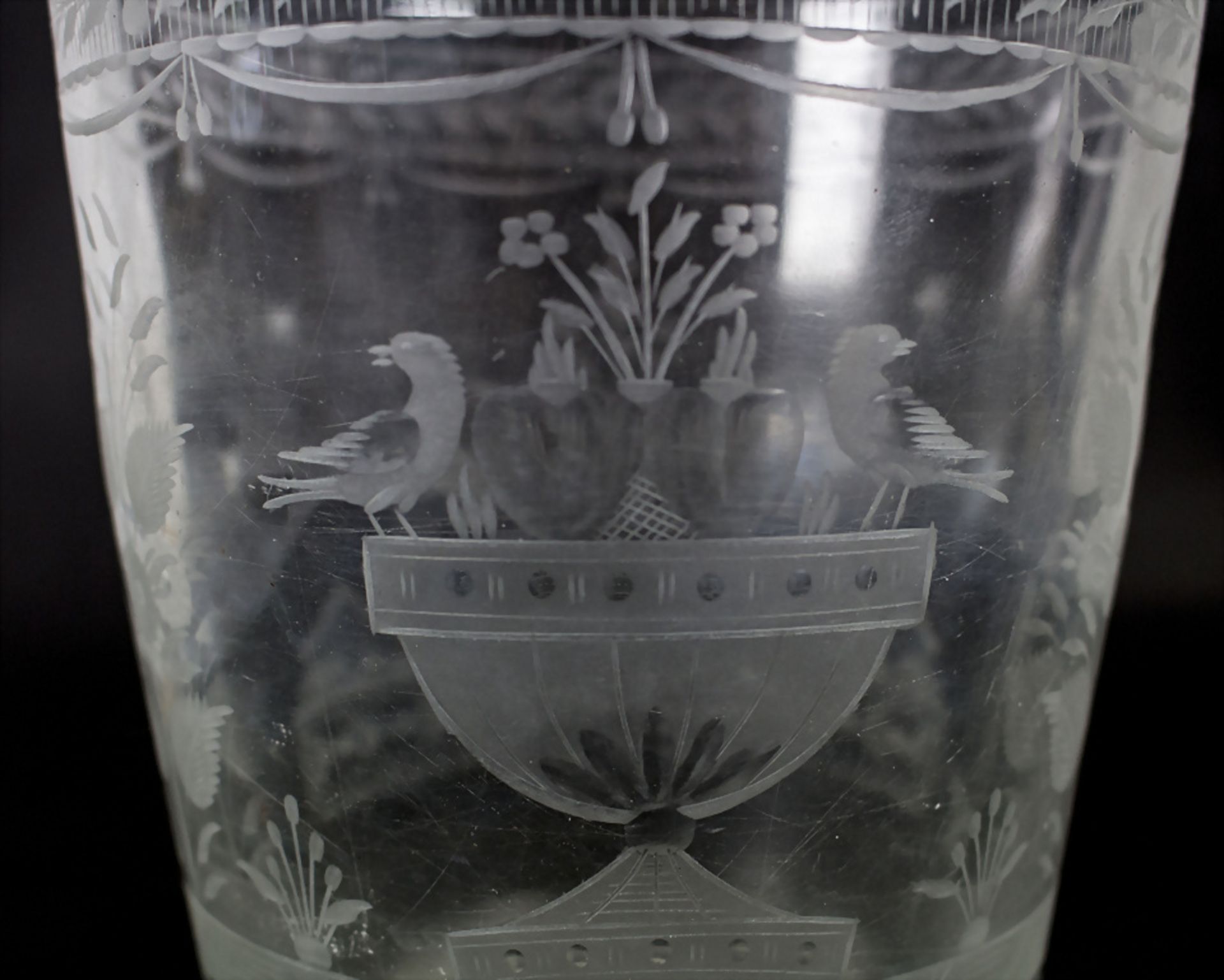 Großer Biedermeier Hochzeitsbecher / A large wedding glass beaker, 1. Hälfte 19. Jh. - Image 4 of 5