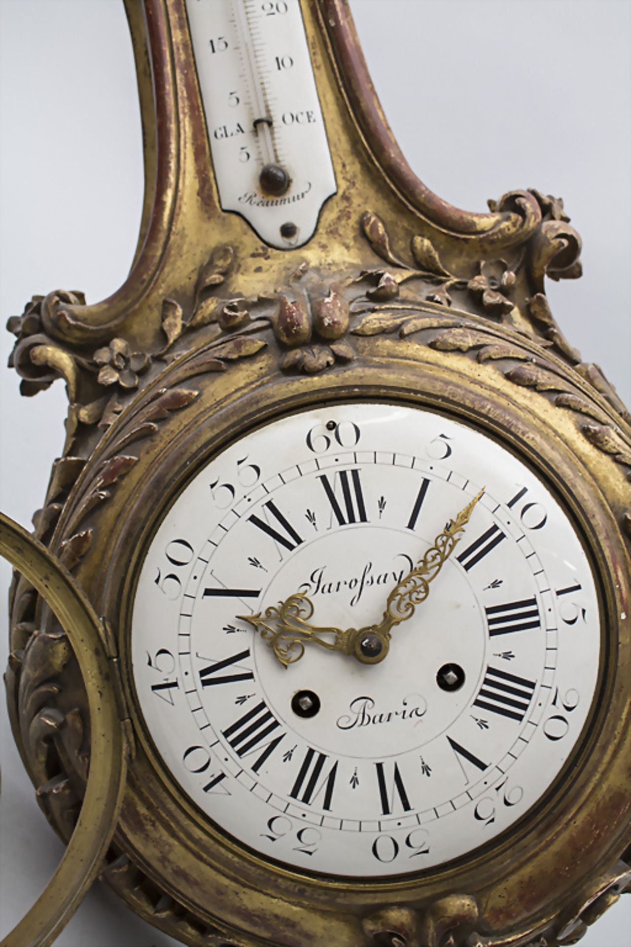 Louis-Seize Wanduhr mit Wetterthermometer / Louis XVI wall clock with weather thermometer, ... - Bild 3 aus 7