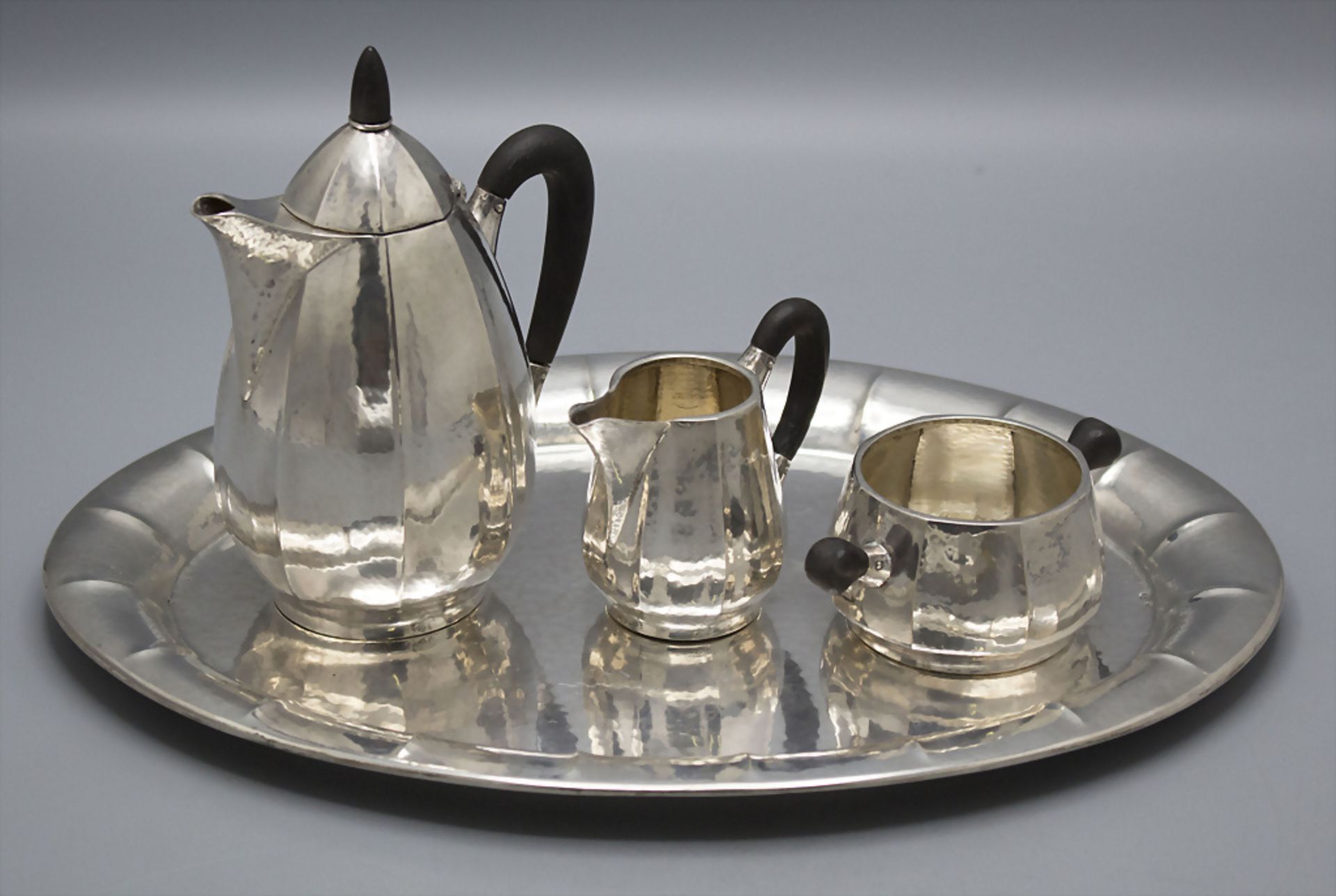 4 tlg. Mokka-Service / A silver mocha set, um 1910