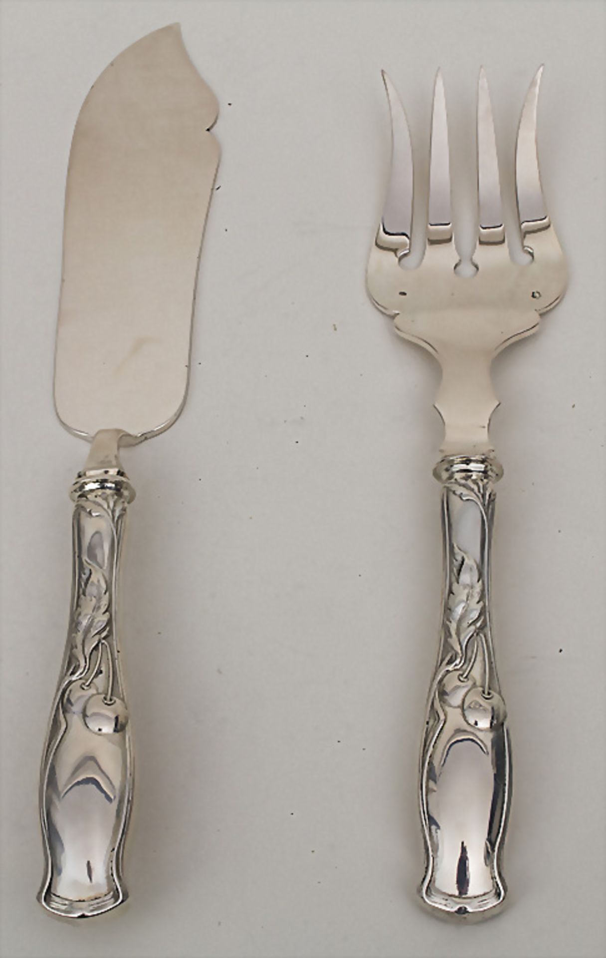 Jugendstil Fischbesteck / A 26 pieces Art Nouveau fish cutlery, Franz Bahner, Düsseldorf, um 1920 - Image 3 of 5