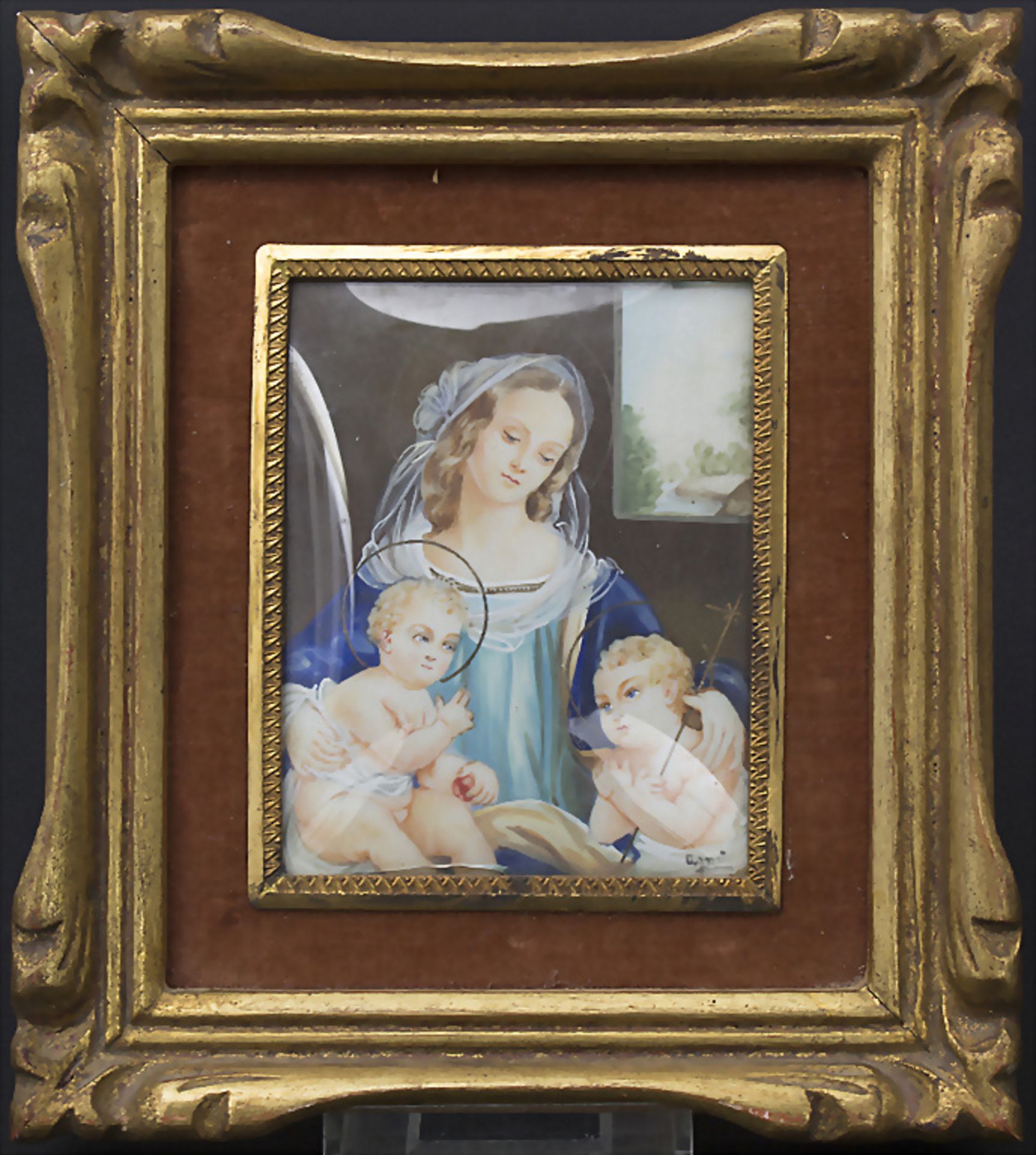 Miniatur 'Maria mit dem Jesuskind und dem hl. Johannes' / A miniature of Mary with the holy ...