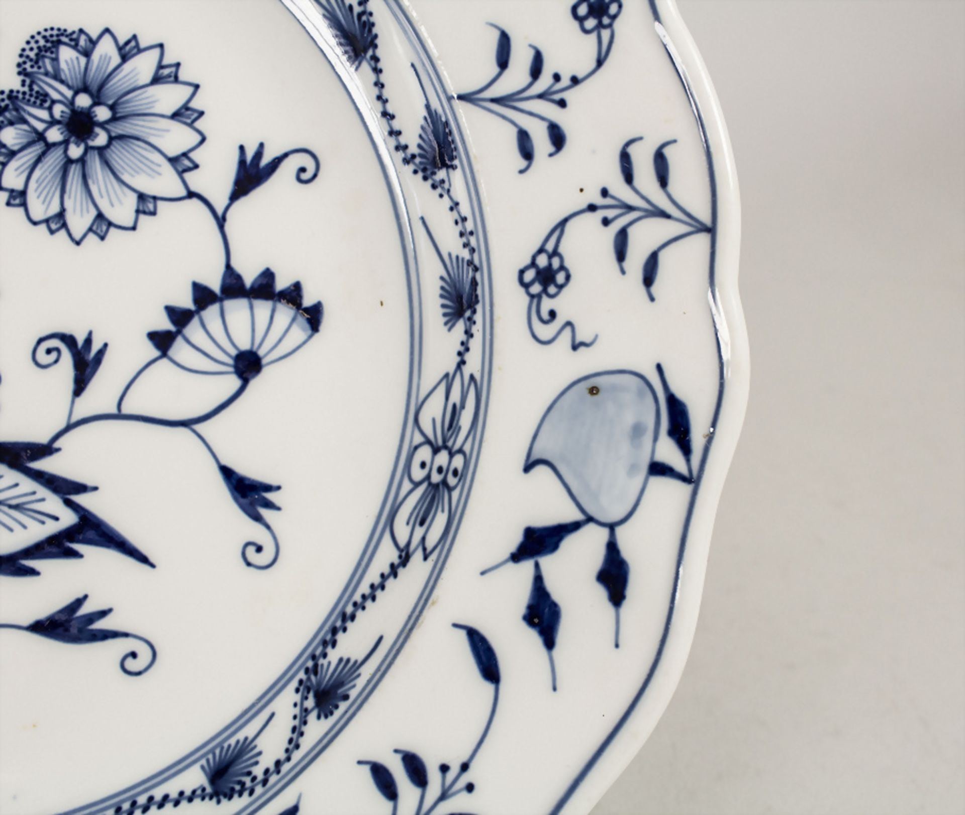 3 Speiseteller mit Zwiebelmuster / 3 dinner plates with Onion pattern, Meissen, 2. Hälfte 19. Jh. - Image 3 of 5