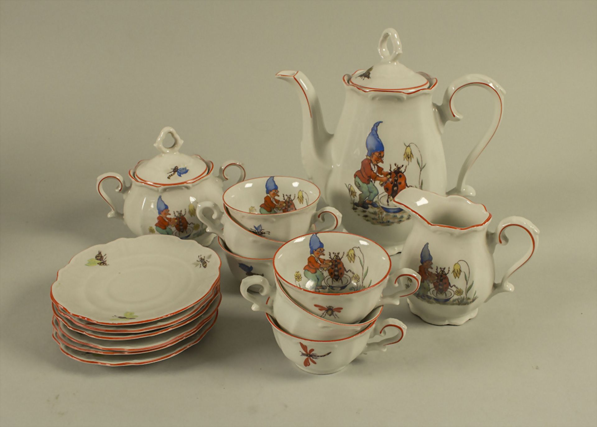 15-teiliges Kinderteeservice 'Zwerg mit Marienkäfer' / A 15-piece tea service for children 'A ...