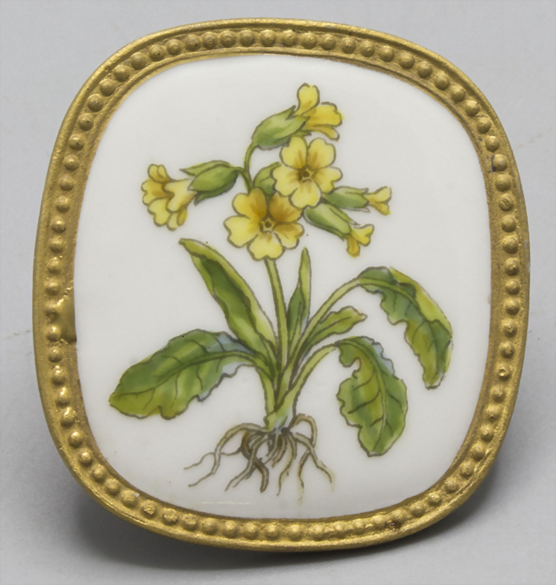 Flora Danica Brosche/Anhäger mit Primel / A Flora Danica brooch/pendant with a yellow ...