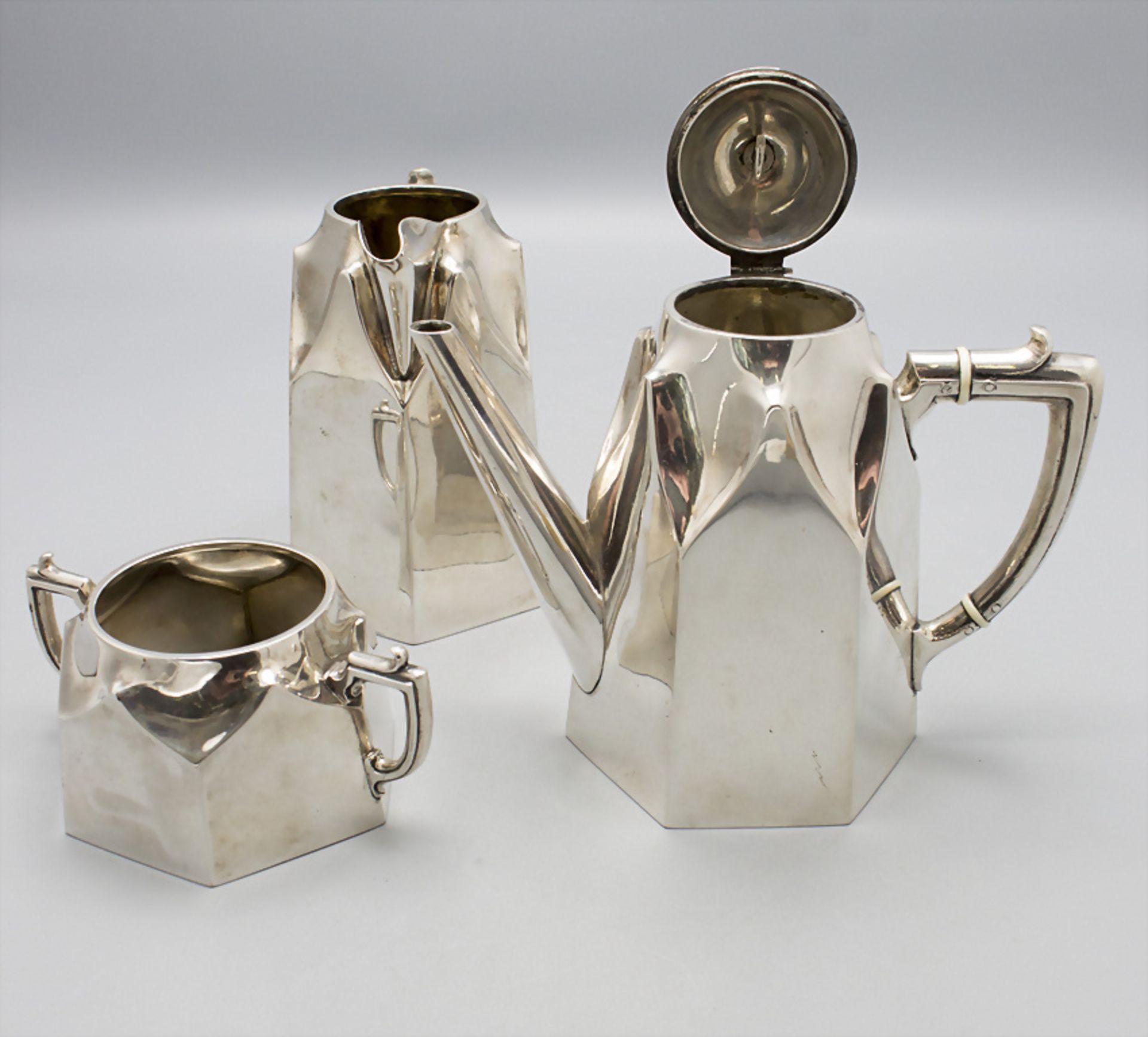 Jugendstil Mokkaservice / A mocha set, Antal Bachruch, Budapest um 1900 - Image 2 of 12