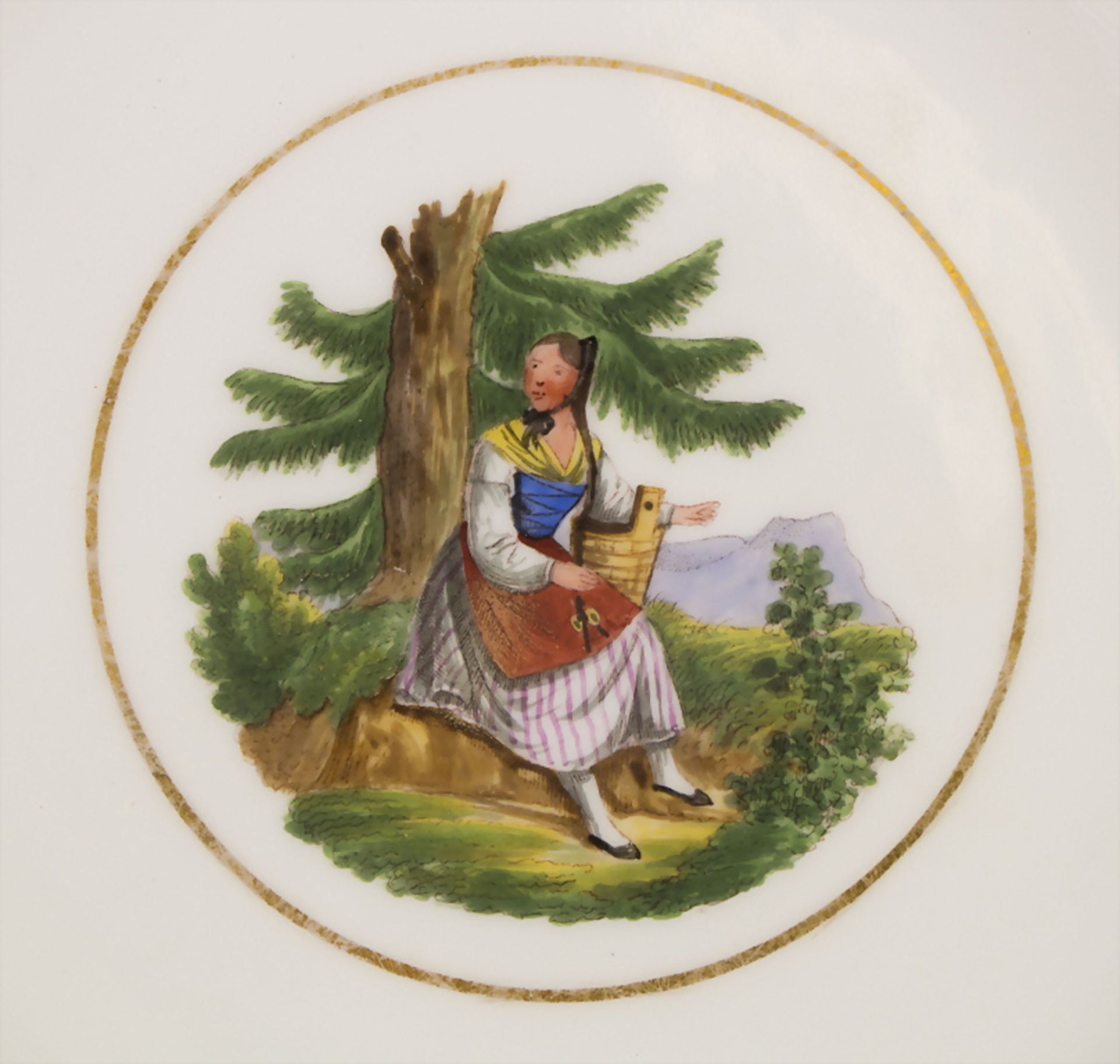 Teller mit junger Schwarzwälderin / A plate with a young Black Forest woman, KPM, Berlin, 19. Jh. - Image 2 of 4