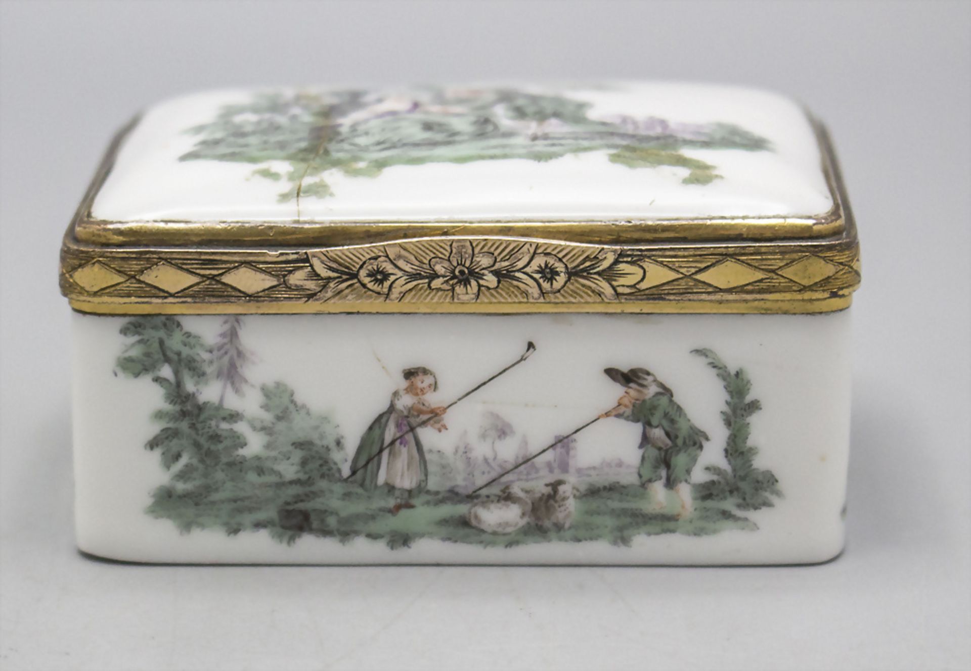 Rokoko Tabatiere mit Watteauszenen / A Rococo snuff box, Meissen, um 1750 - Image 2 of 7