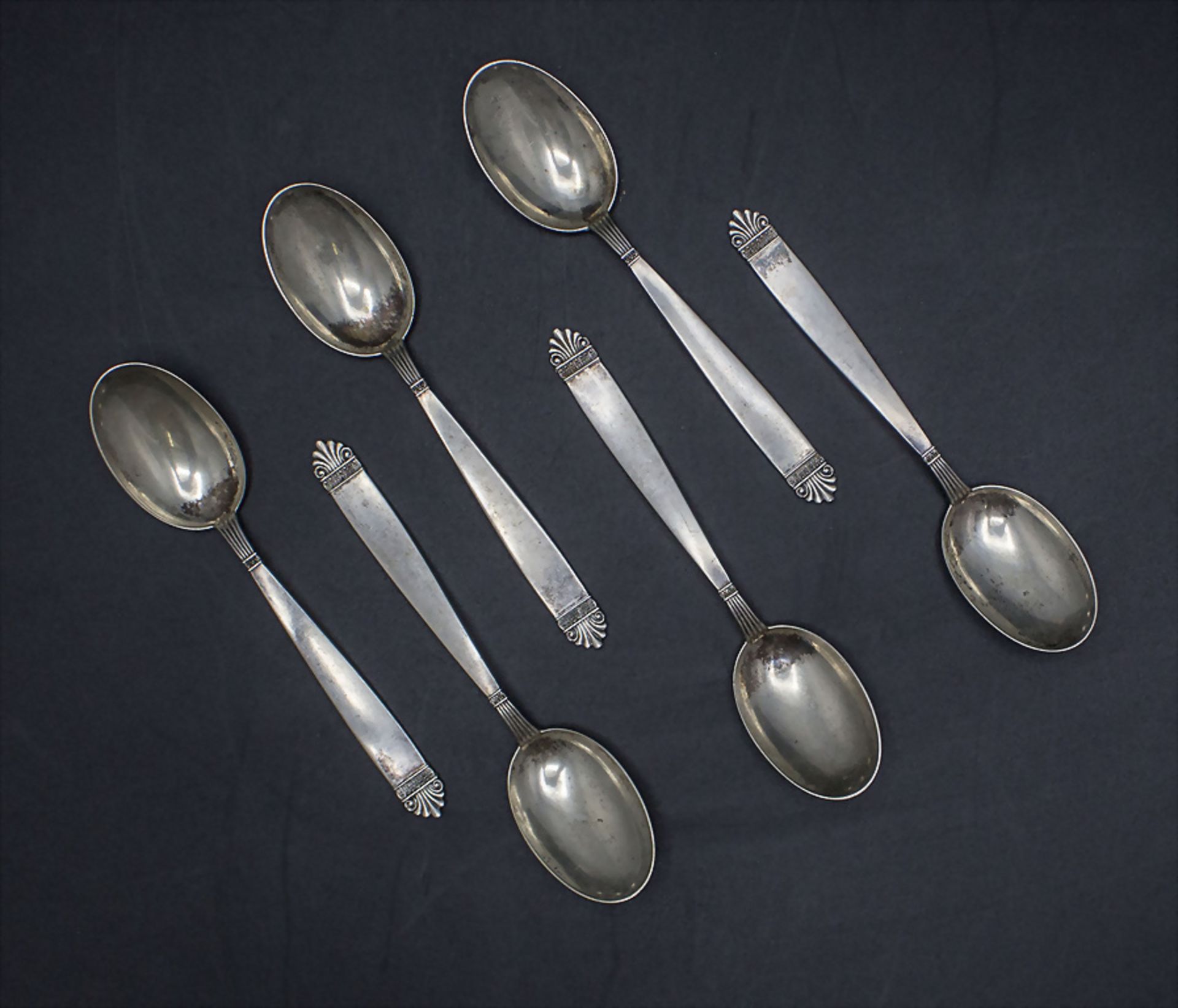 6 Kaffeelöffel / A set of 6 silver coffee spoons, M. Morini Cacciari, Bologna, Ende 20. Jh.