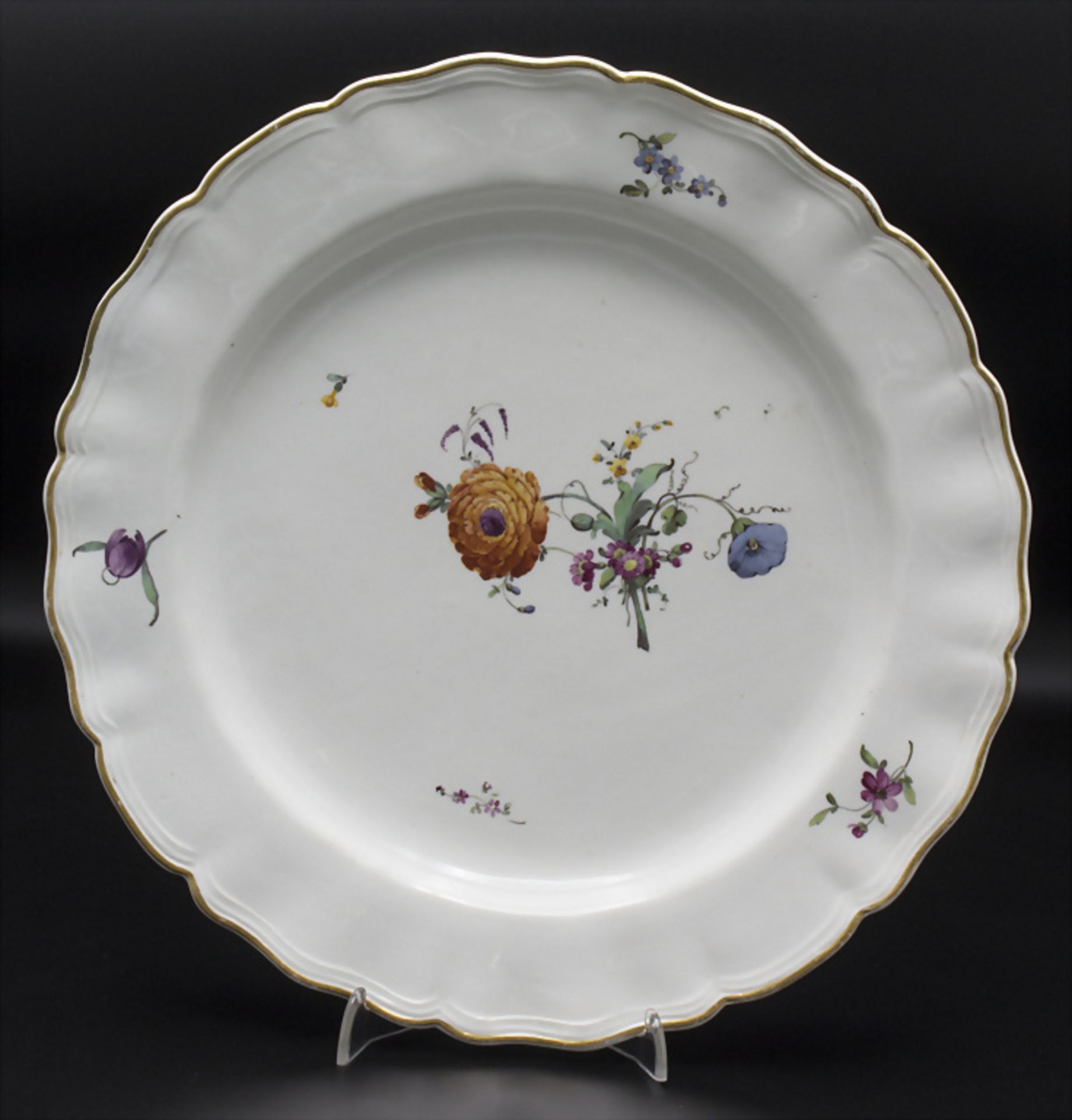 6 Teller mit Blumenmalerei / A set of 6 dinner plates with flowers, Churfürstl. Mainzische ... - Image 6 of 21