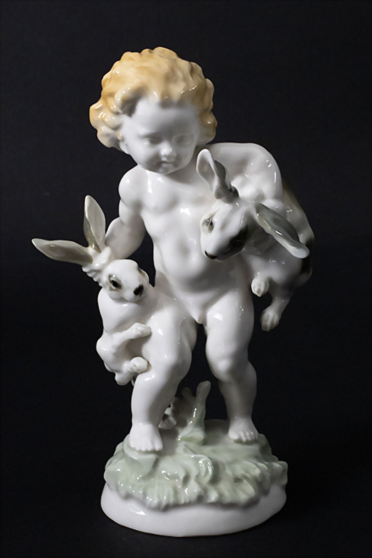 Figur 'Putto mit Hasen' / A figural group of a cherub with rabbits, Karl Tutter, ...