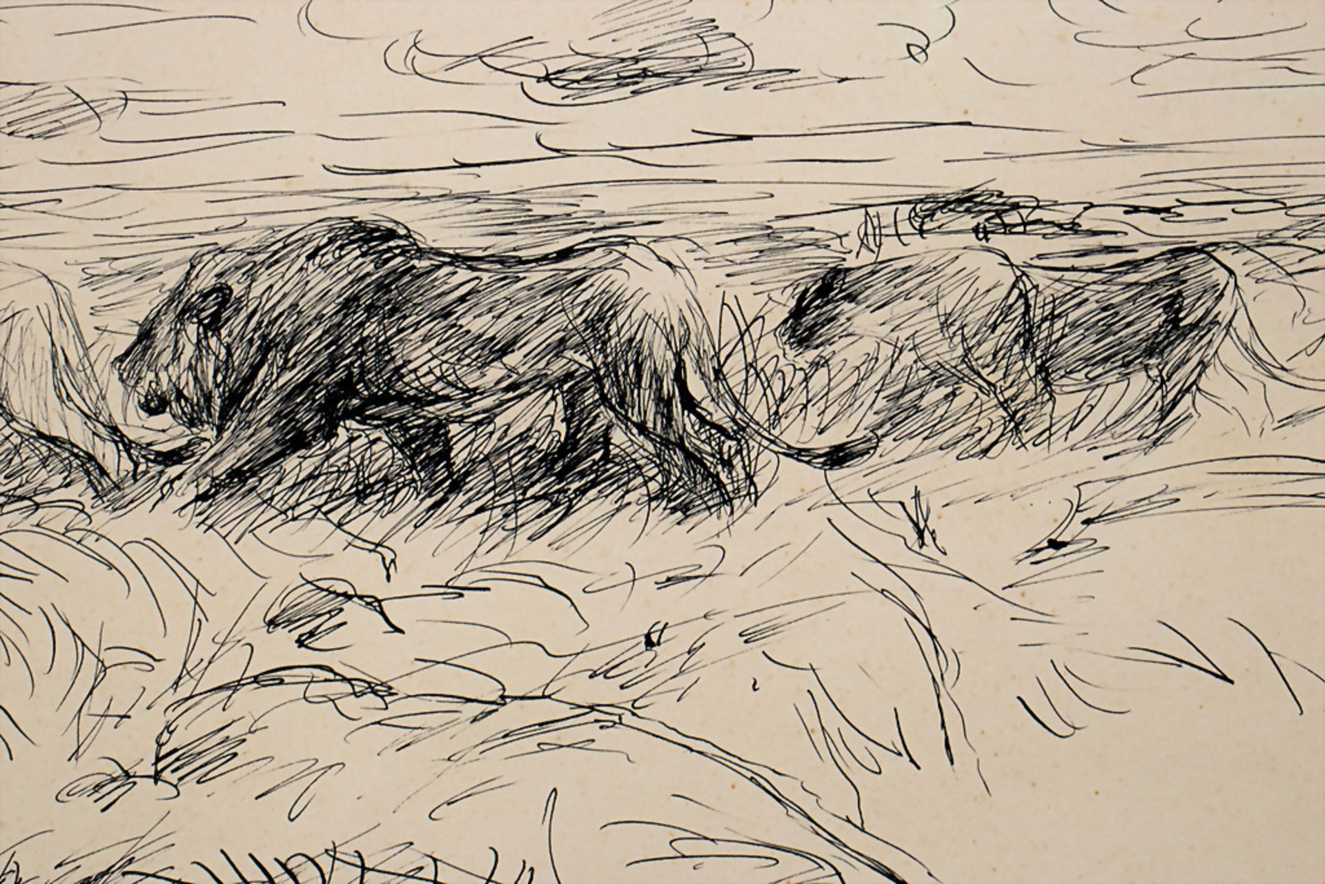 Otto DILL (1884-1957), 'Löwenrudel in der Savanne' / 'Lion pack in the Savannah' - Bild 4 aus 7