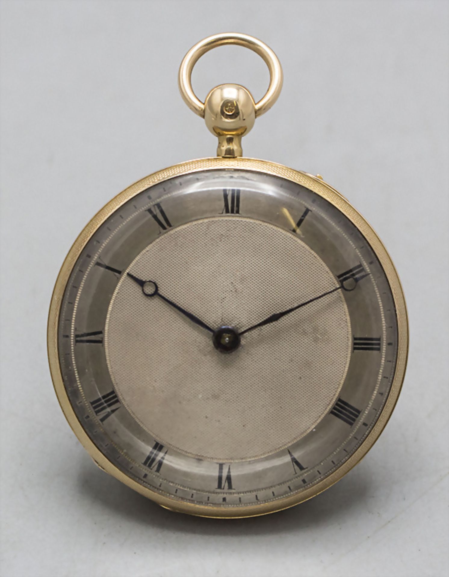 Offene Herrentaschenuhr ¼ Std.-Repetition / An 18 ct gold pocket watch, Schweiz/Swiss, um 1820 - Image 2 of 8