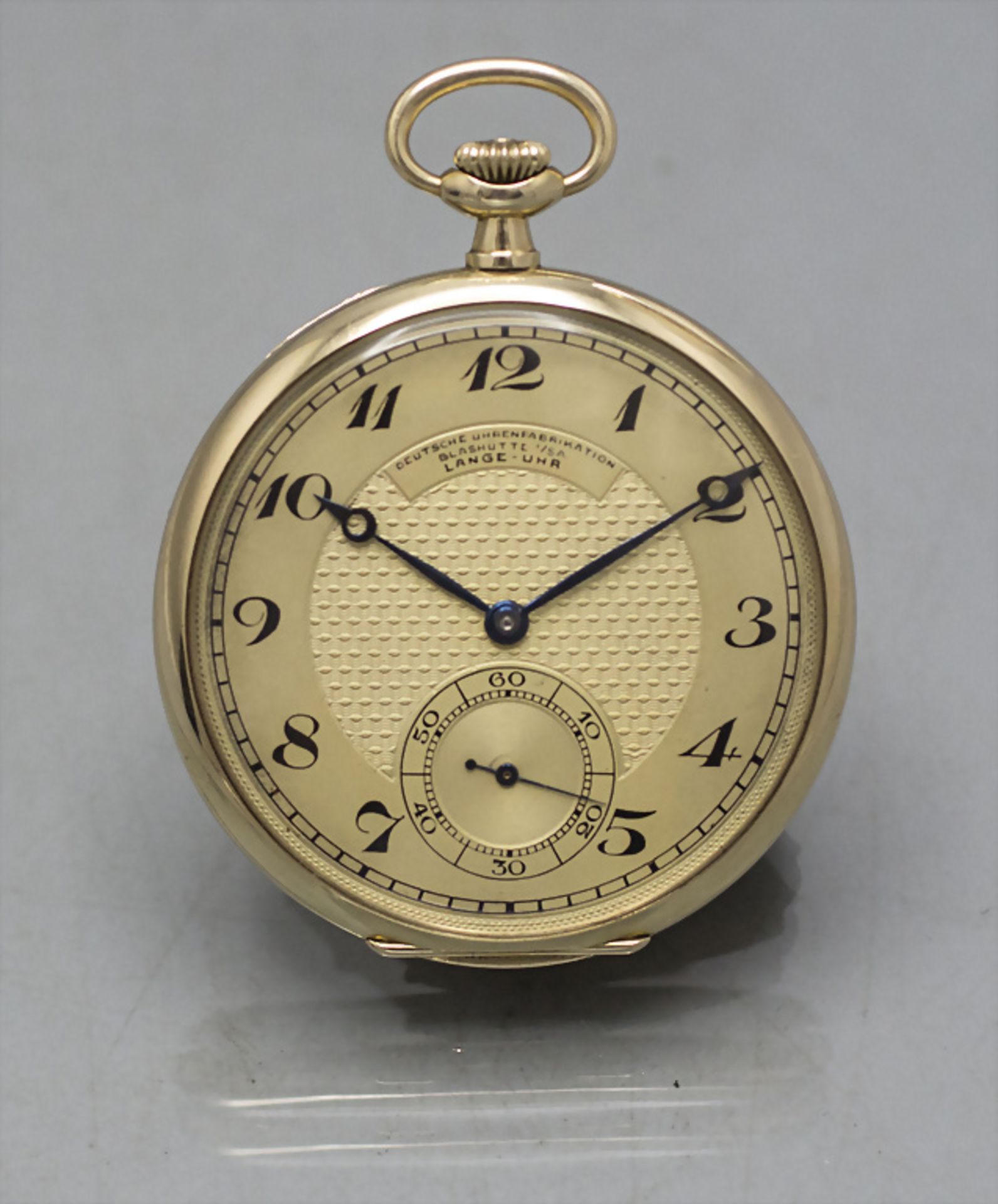 Offene Herrentaschenuhr / A 14 ct gold pocket watch, Deutsche Uhrenfabrikation, Lange, ...