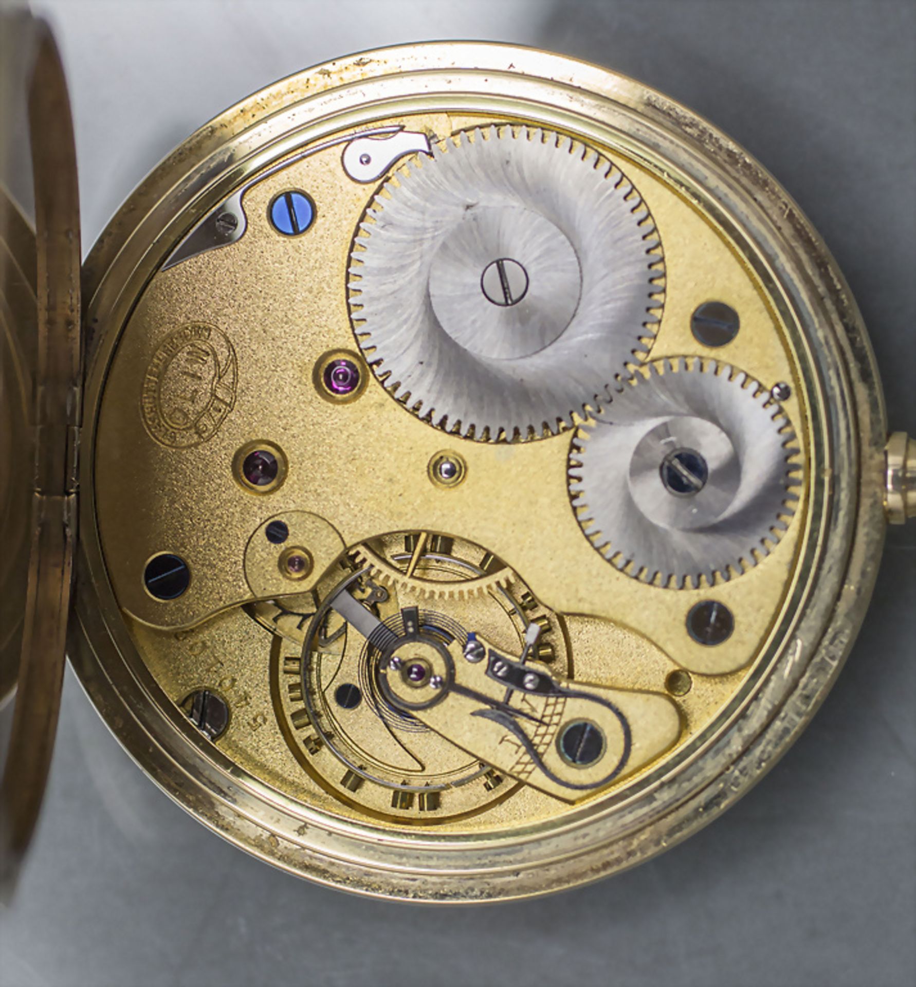 Offene Herrentaschenuhr / A 14 ct gold pocket watch, Deutsche Uhrenfabrikation, Lange, ... - Bild 6 aus 6
