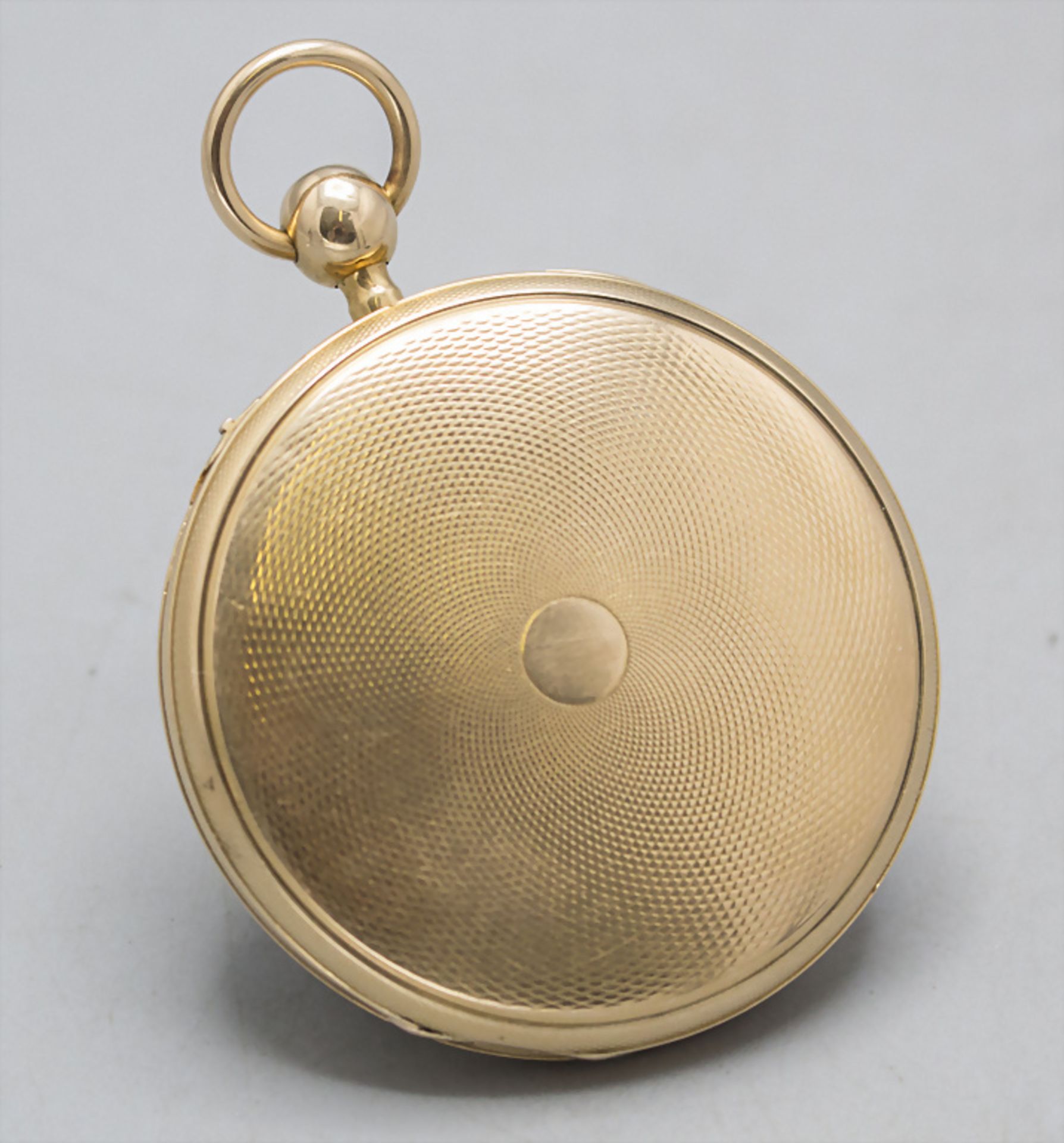 Offene Herrentaschenuhr ¼ Std.-Repetition / An 18 ct gold pocket watch, Schweiz/Swiss, um 1820 - Image 8 of 8