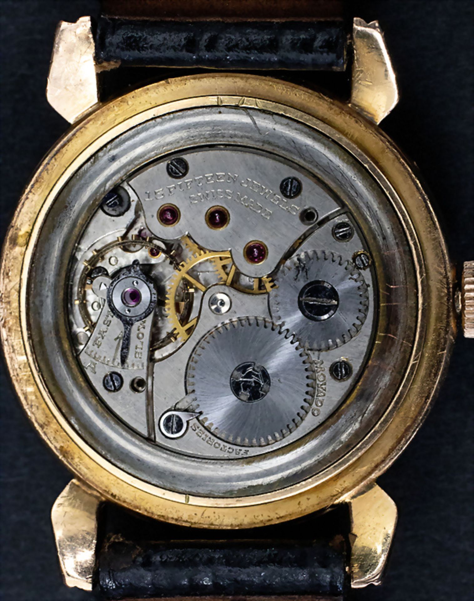 HAU Vollkalender / A men's 18 ct gold wristwatch with calendar, Movado, Schweiz/Swiss, um 1950 - Image 2 of 5
