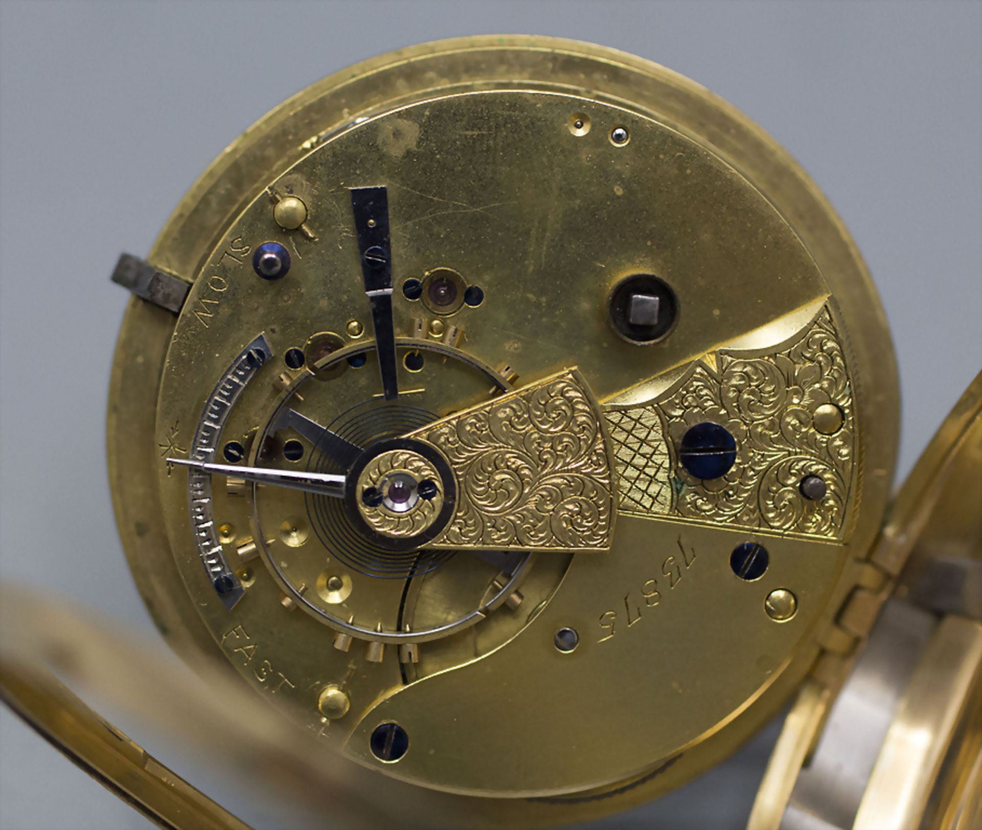 Offene Taschenuhr / An 18 ct gold pocket watch, England, um 1800 - Image 3 of 7