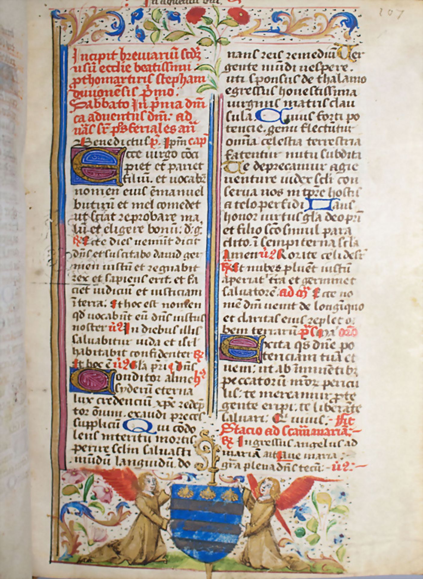 Pracht-Manuskript - Horarium mit Buchmalerei (Stundenbuch) / A Gothic splendid book of hours ...