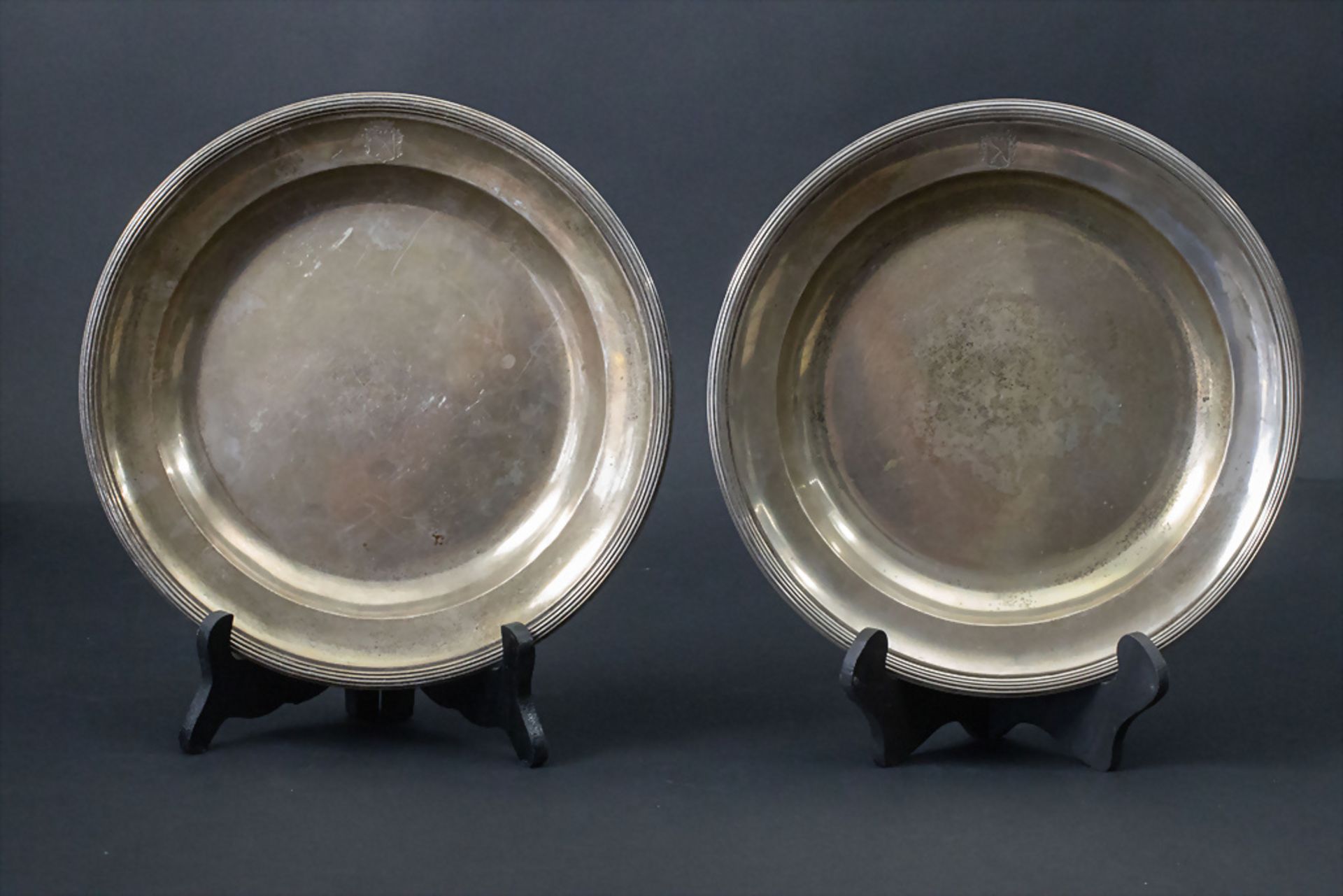 2 Silberteller / 2 silver plates, A. Würth, Wien, 1816
