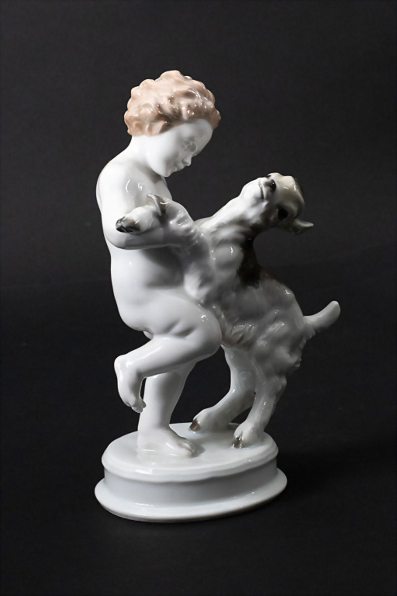 Figur 'Putto mit Ziege' / A figural group of a cherub with a kid, Max D.H. Fritz, Rosenthal, ...