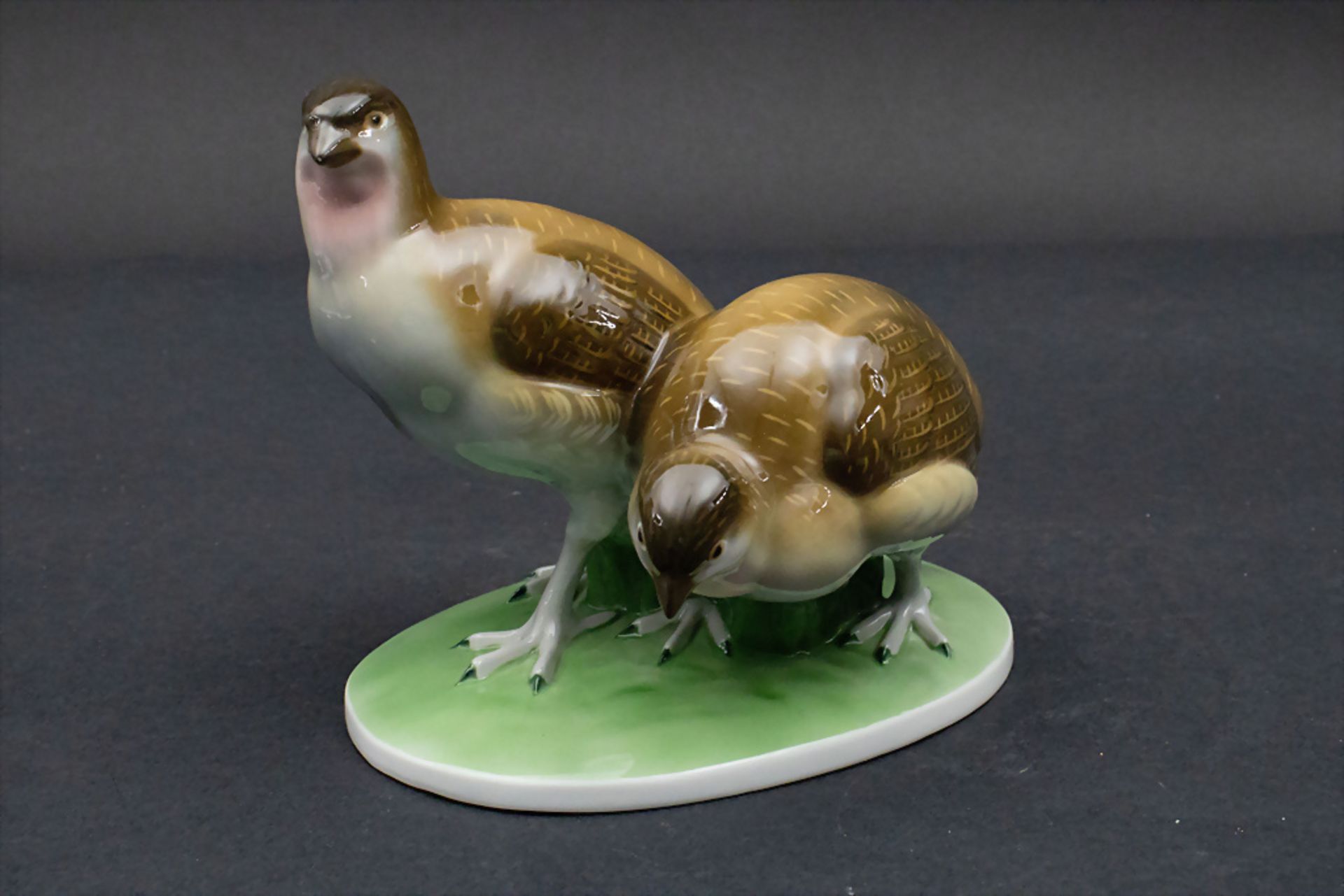 Art Déco 'Paar Rebhühner' / An Art Deco porcelain pair of partridges, Fraureuth ... - Image 2 of 10