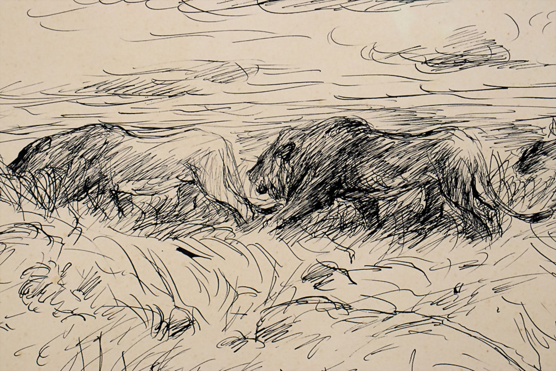 Otto DILL (1884-1957), 'Löwenrudel in der Savanne' / 'Lion pack in the Savannah' - Bild 5 aus 7