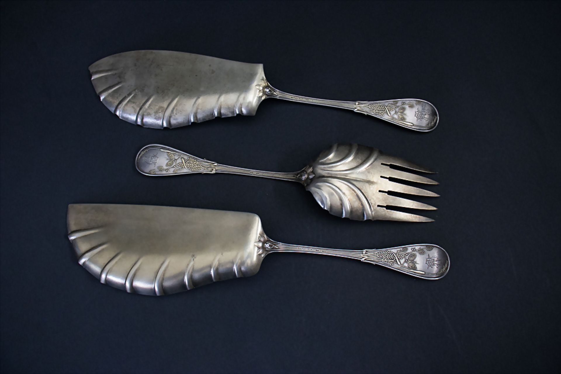 3 Teile Vorlegebesteck / 3 pieces of silver serving cutlery, Tiffany, um 1890 - Bild 3 aus 10
